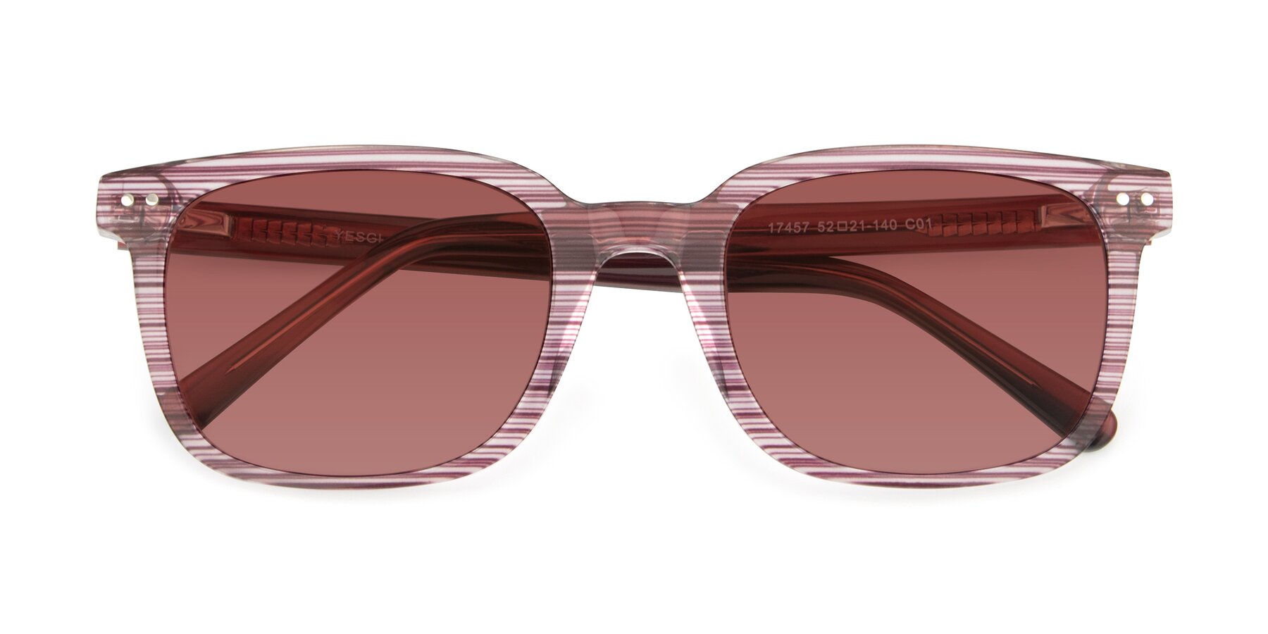 Folded Front of 17457 in Stripe Purple with Garnet Tinted Lenses