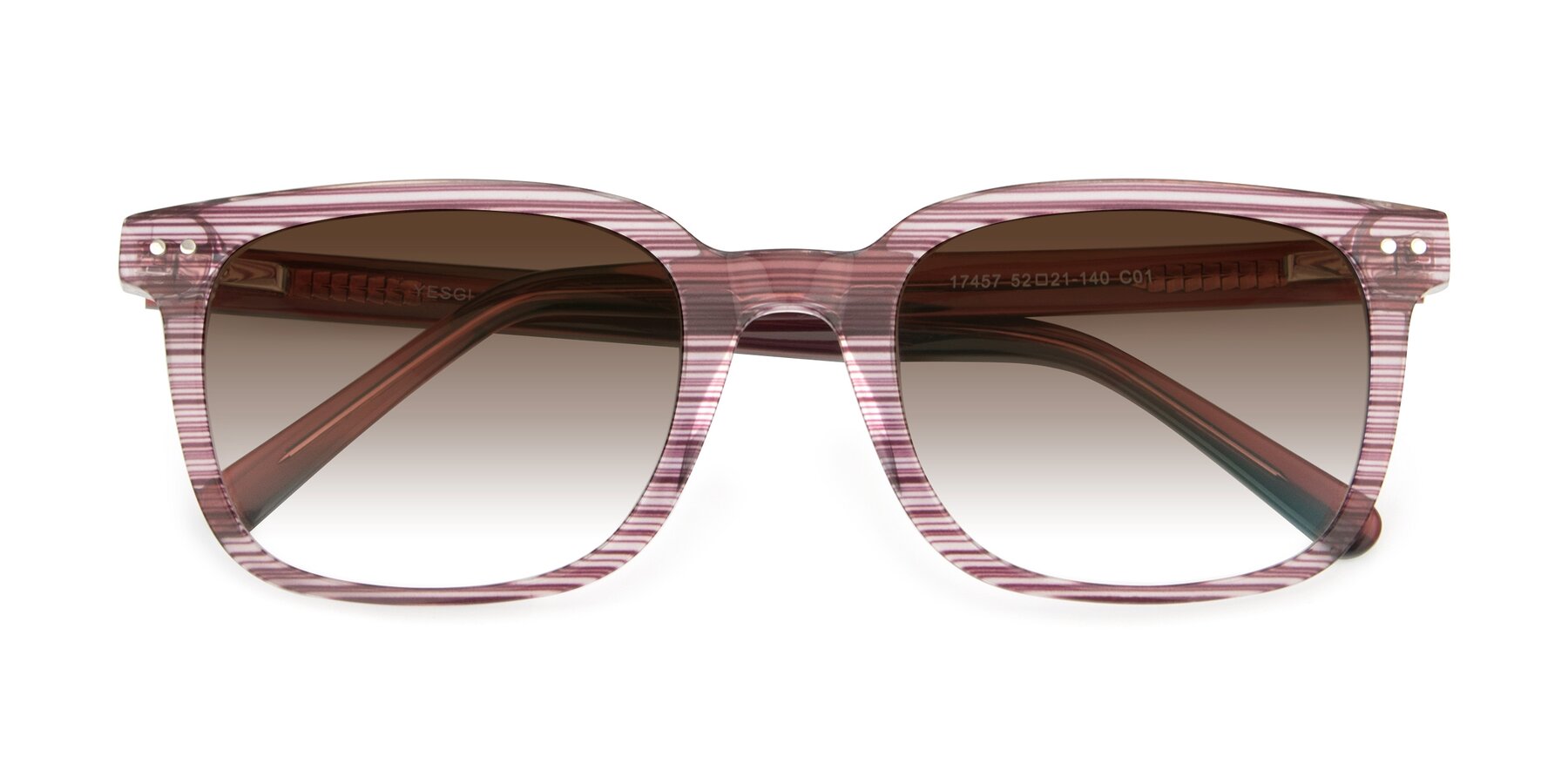 Folded Front of 17457 in Stripe Purple with Brown Gradient Lenses