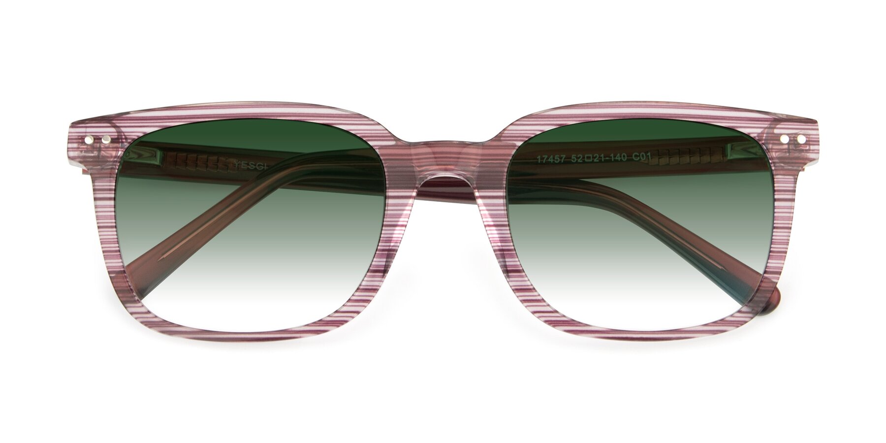 Folded Front of 17457 in Stripe Purple with Green Gradient Lenses