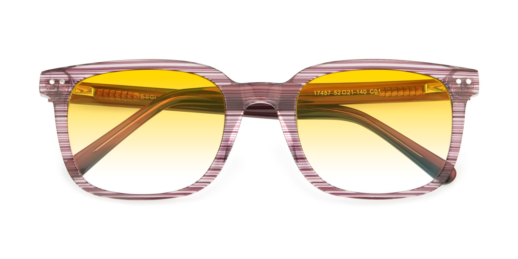 Folded Front of 17457 in Stripe Purple with Yellow Gradient Lenses