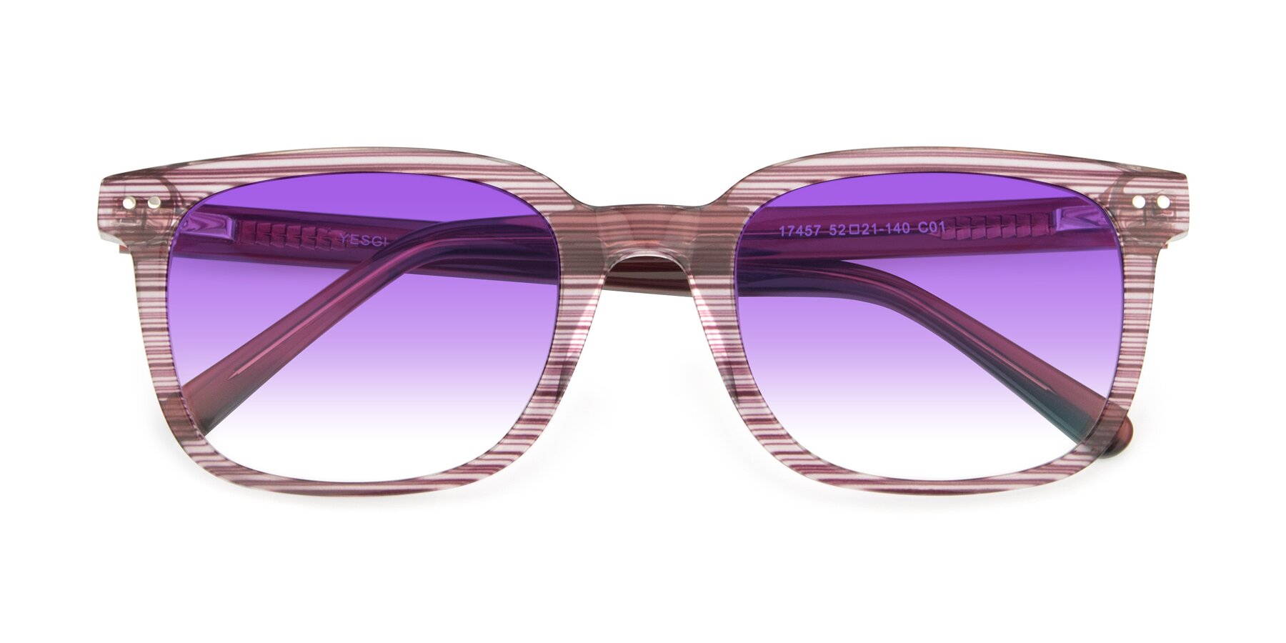 Folded Front of 17457 in Stripe Purple with Purple Gradient Lenses