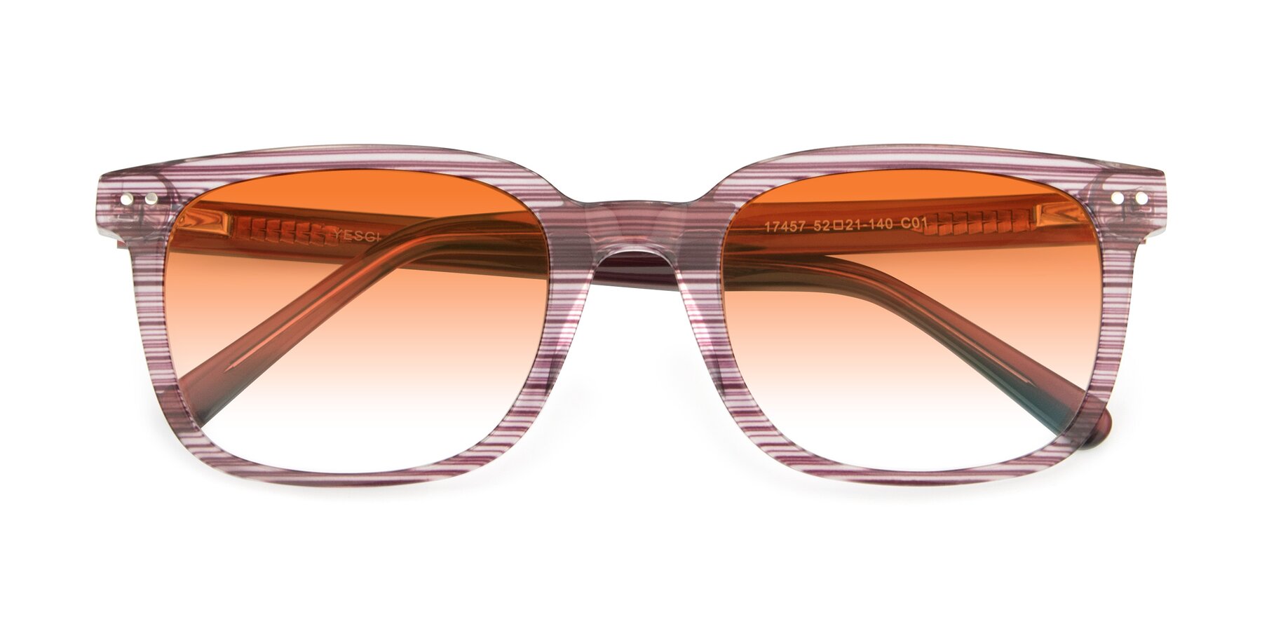 Folded Front of 17457 in Stripe Purple with Orange Gradient Lenses