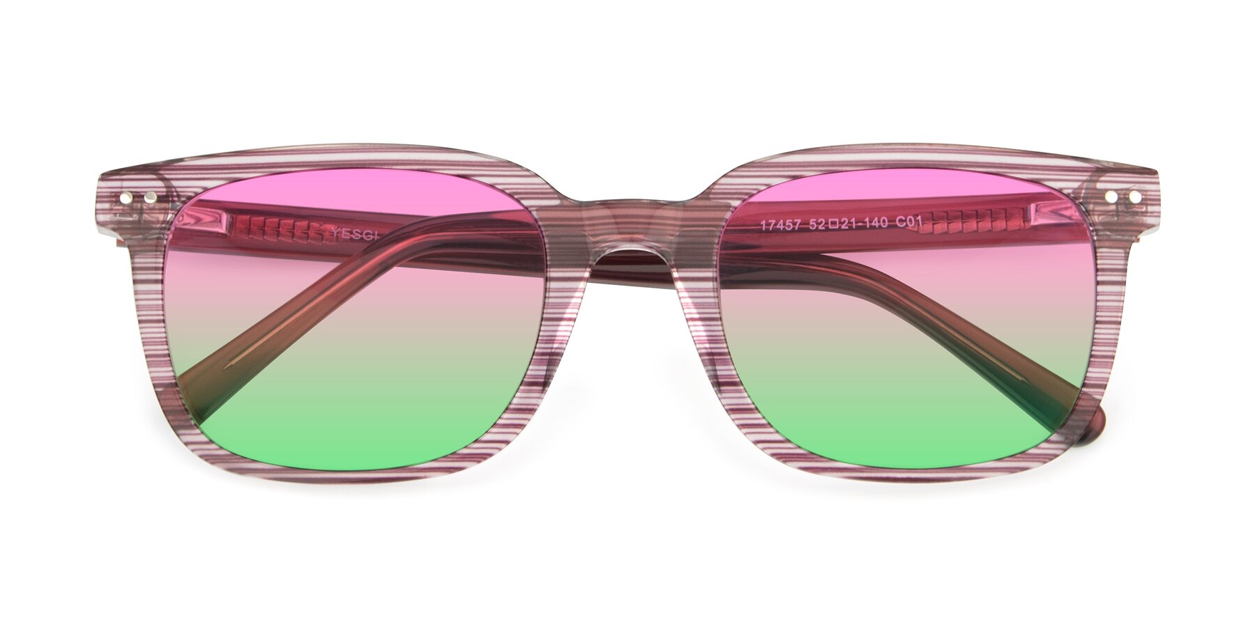 Folded Front of 17457 in Stripe Purple with Pink / Green Gradient Lenses