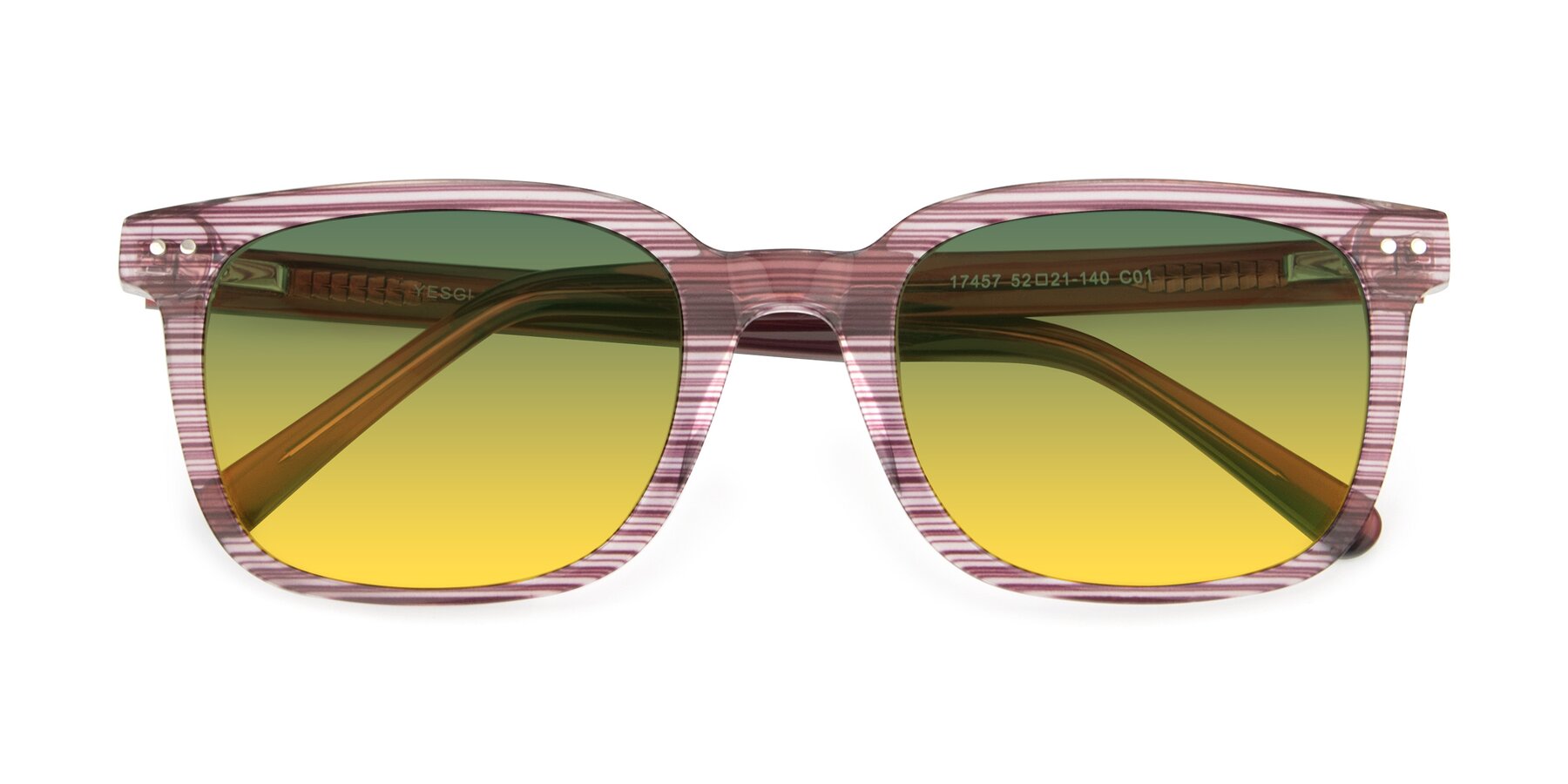 Folded Front of 17457 in Stripe Purple with Green / Yellow Gradient Lenses