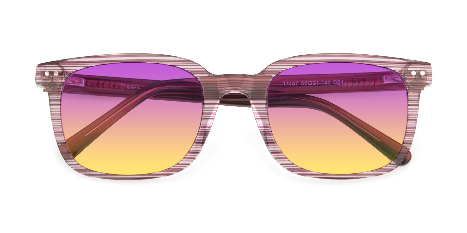 Folded Front of 17457 in Stripe Purple with Purple / Yellow Gradient Lenses