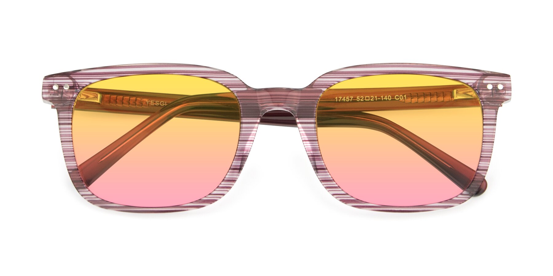 Folded Front of 17457 in Stripe Purple with Yellow / Pink Gradient Lenses