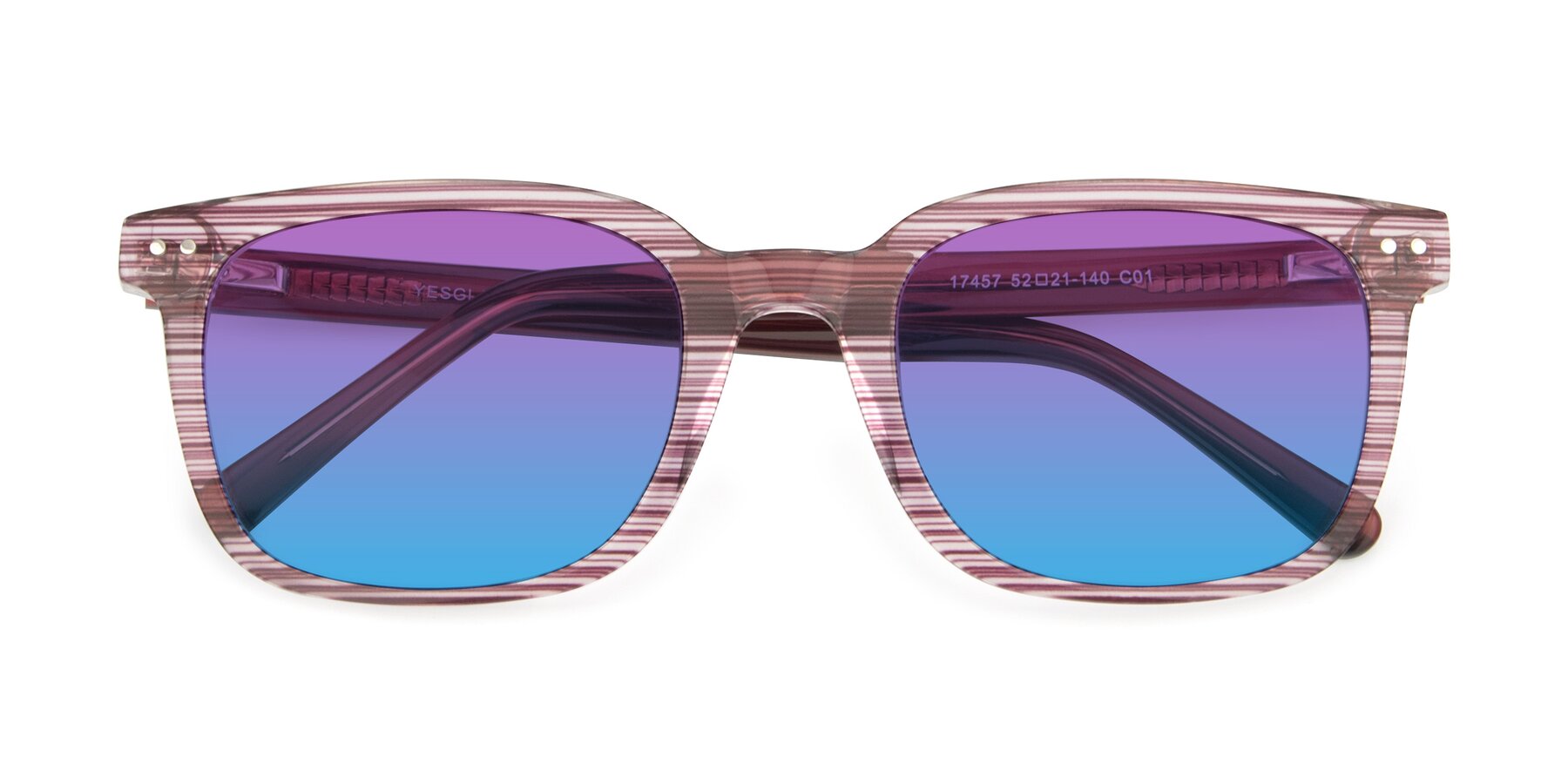 Folded Front of 17457 in Stripe Purple with Purple / Blue Gradient Lenses
