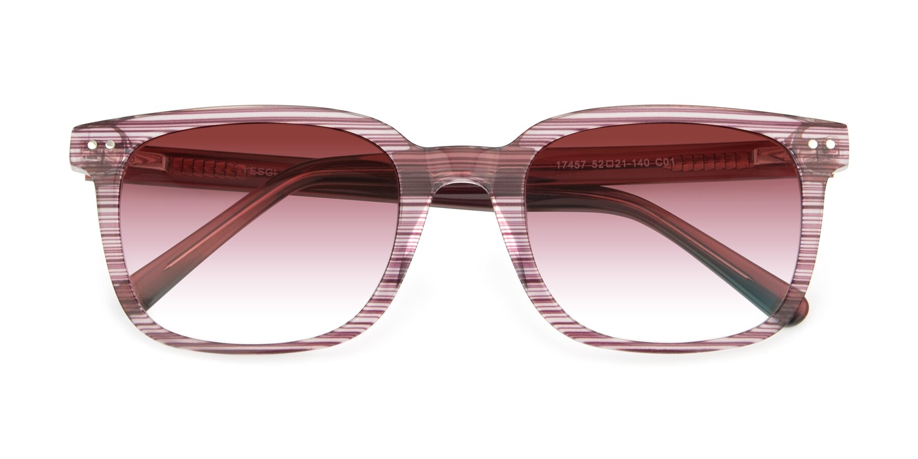 Folded Front of 17457 in Stripe Purple with Garnet Gradient Lenses