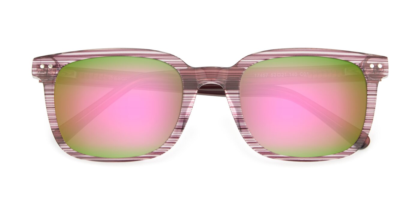 17457 - Stripe Purple Flash Mirrored Sunglasses