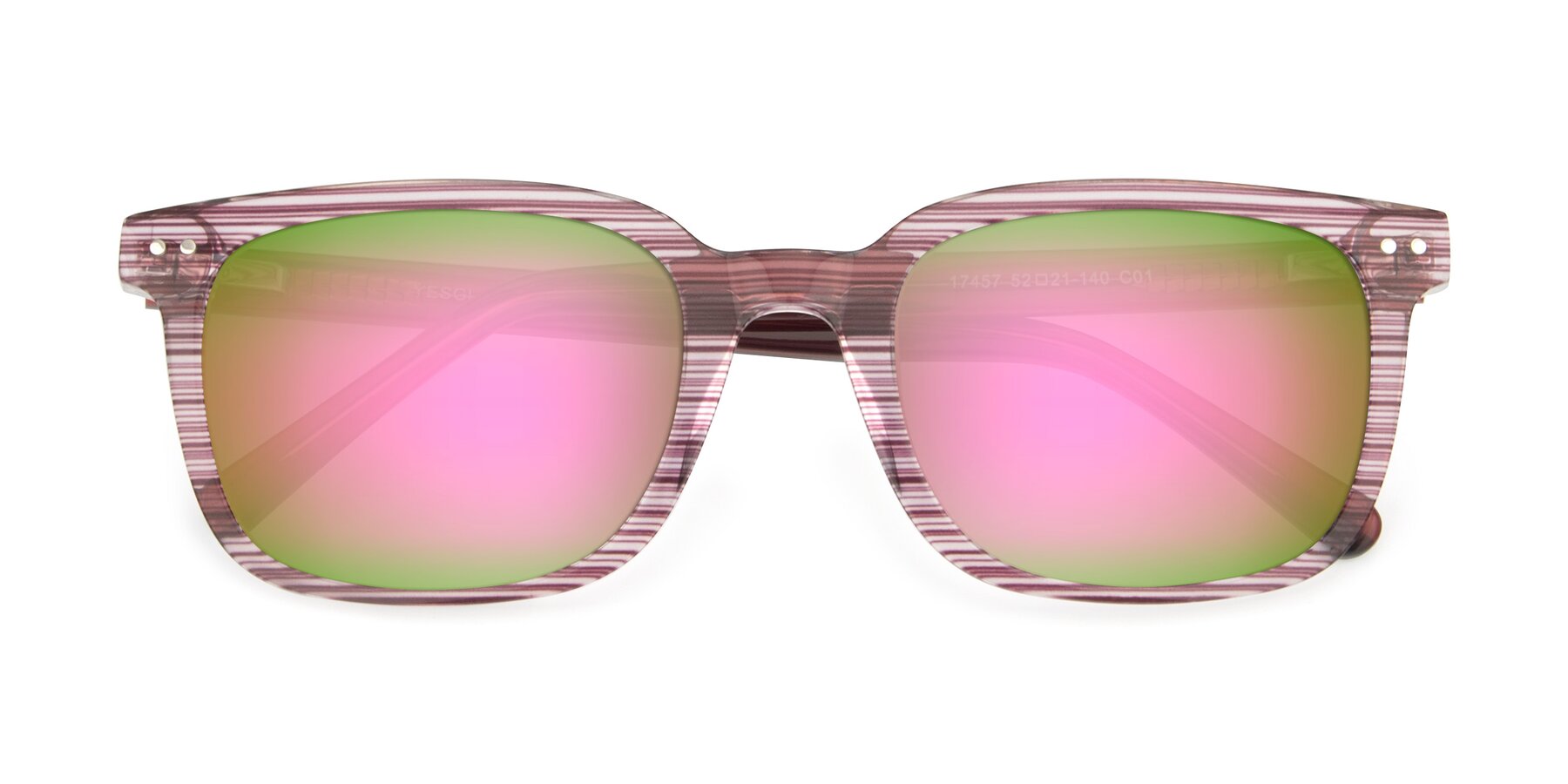 Folded Front of 17457 in Stripe Purple with Pink Mirrored Lenses