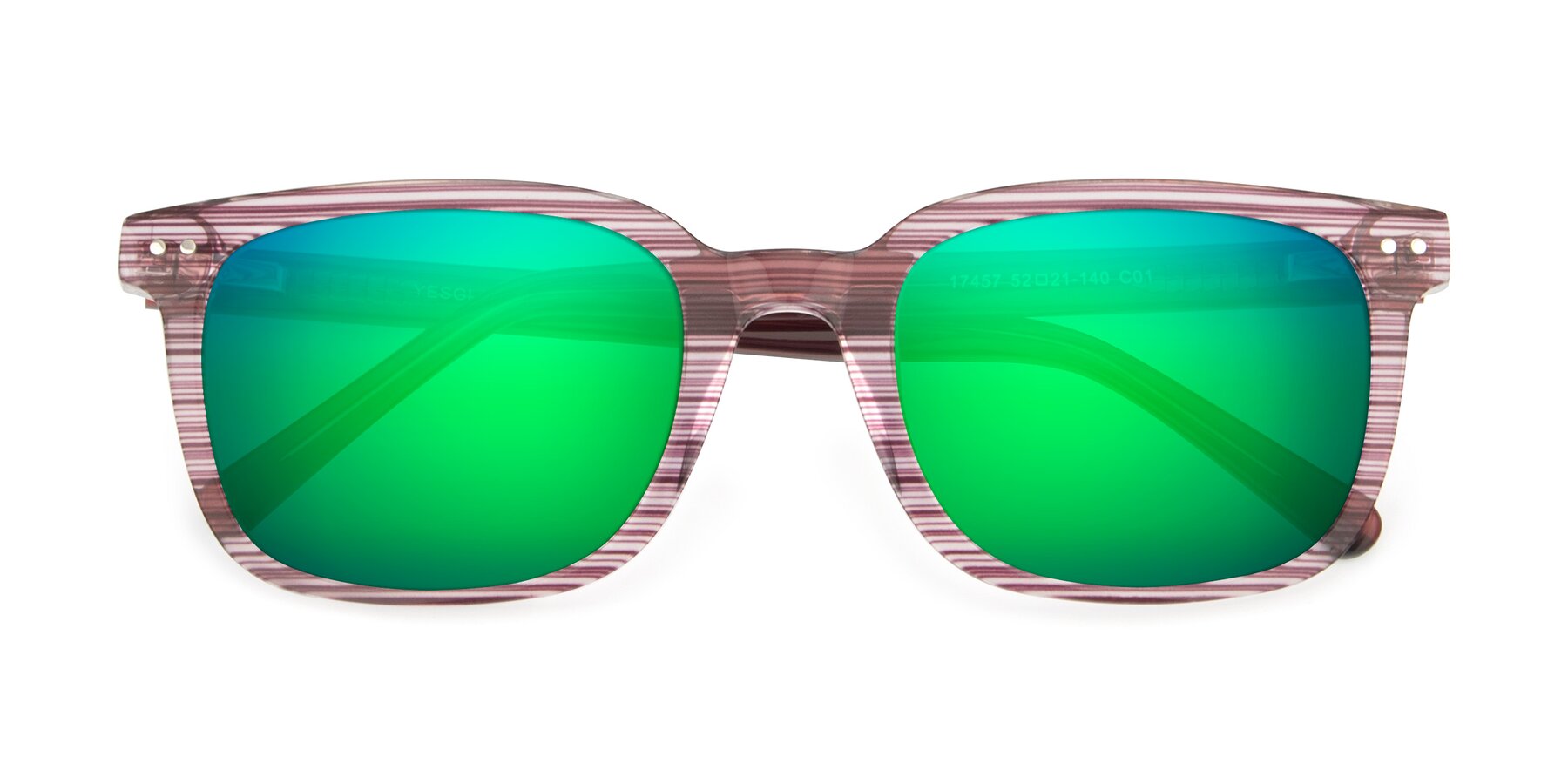 Folded Front of 17457 in Stripe Purple with Green Mirrored Lenses