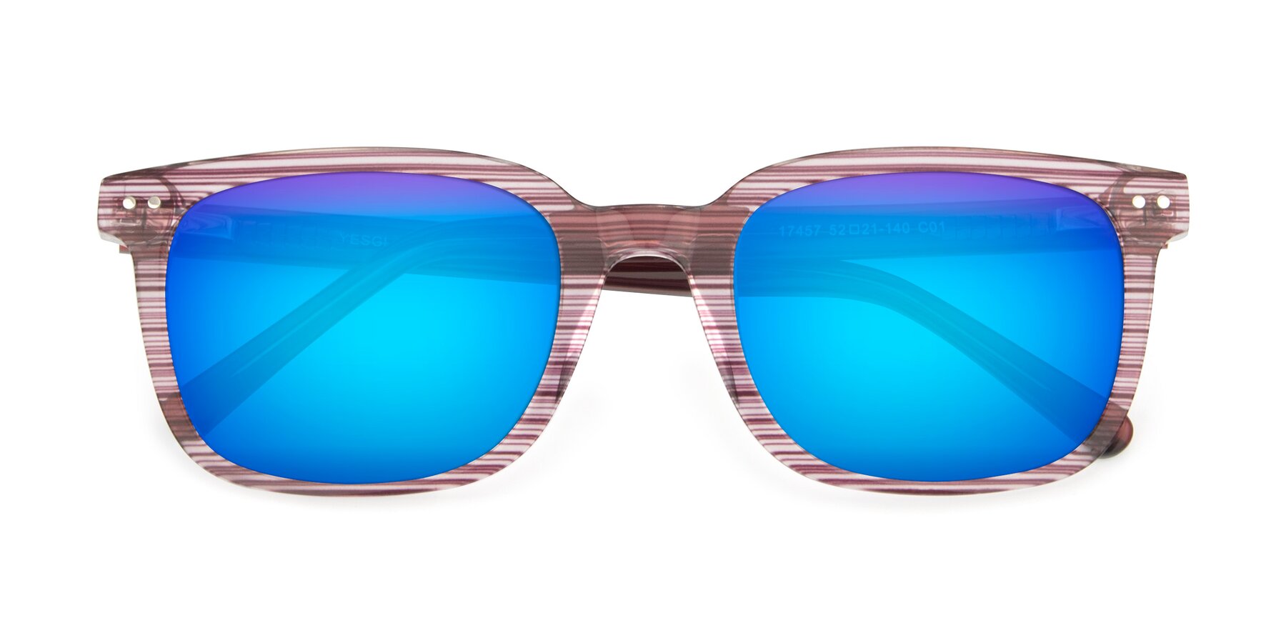Folded Front of 17457 in Stripe Purple with Blue Mirrored Lenses