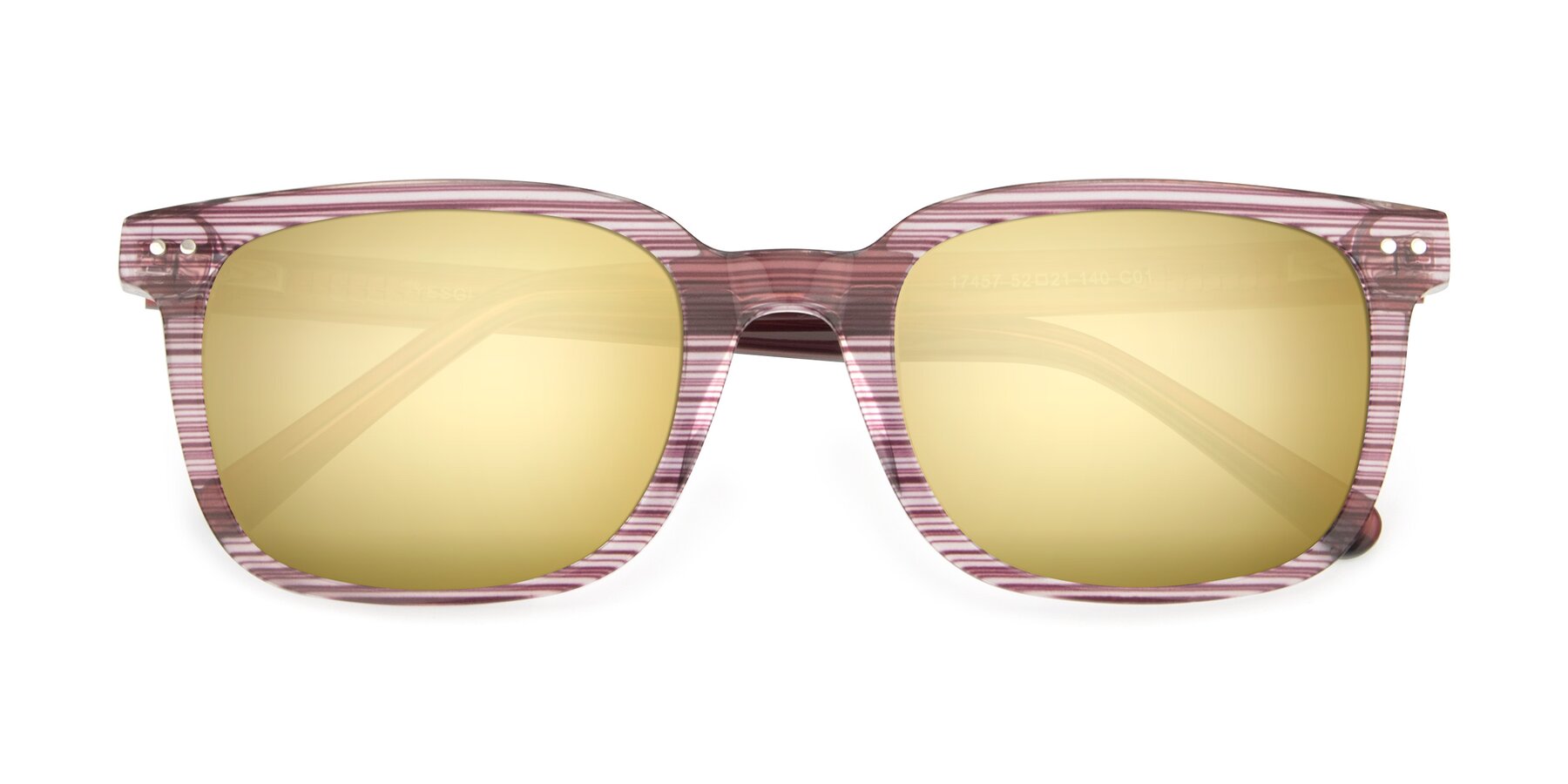 Folded Front of 17457 in Stripe Purple with Gold Mirrored Lenses