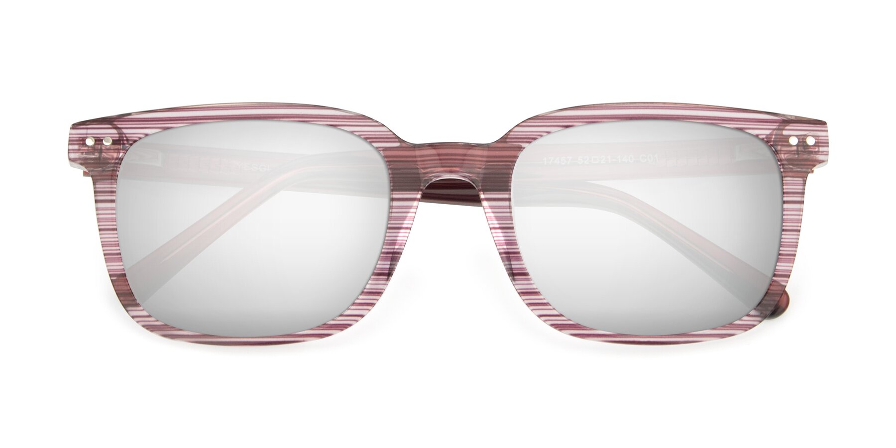 Folded Front of 17457 in Stripe Purple with Silver Mirrored Lenses