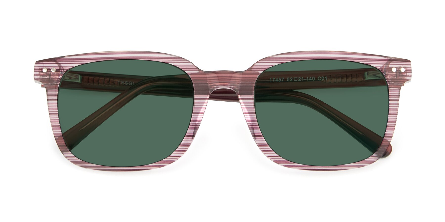 Folded Front of 17457 in Stripe Purple with Green Polarized Lenses