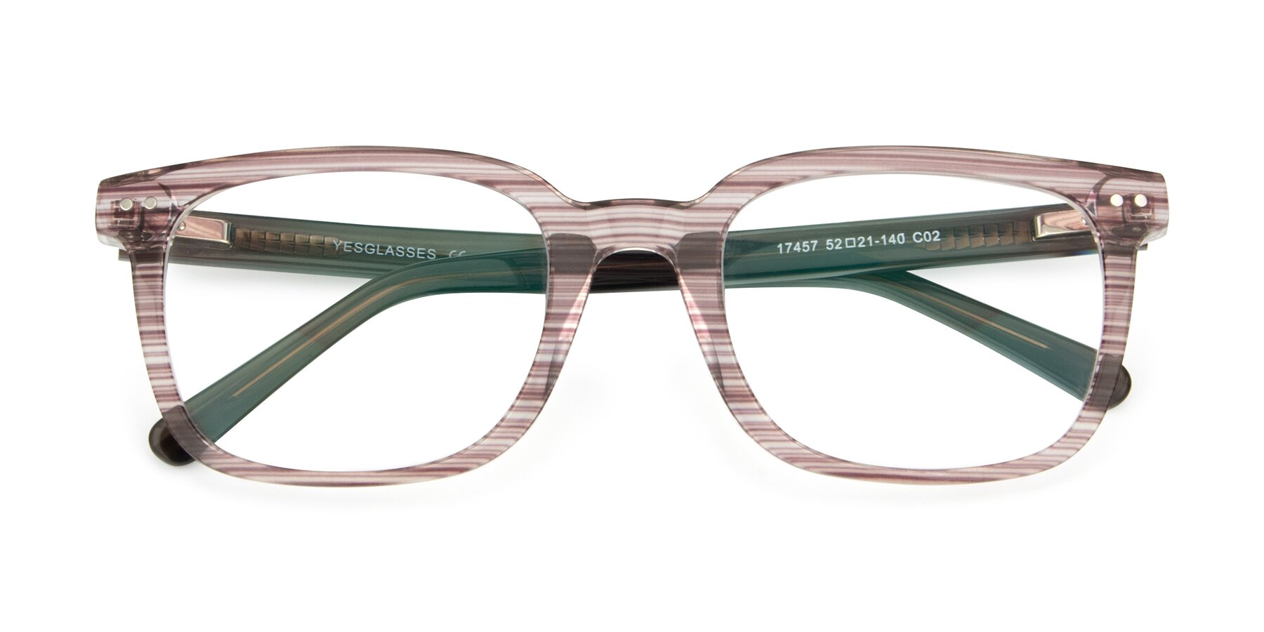 Folded Front of 17457 in Stripe Brown with Clear Reading Eyeglass Lenses