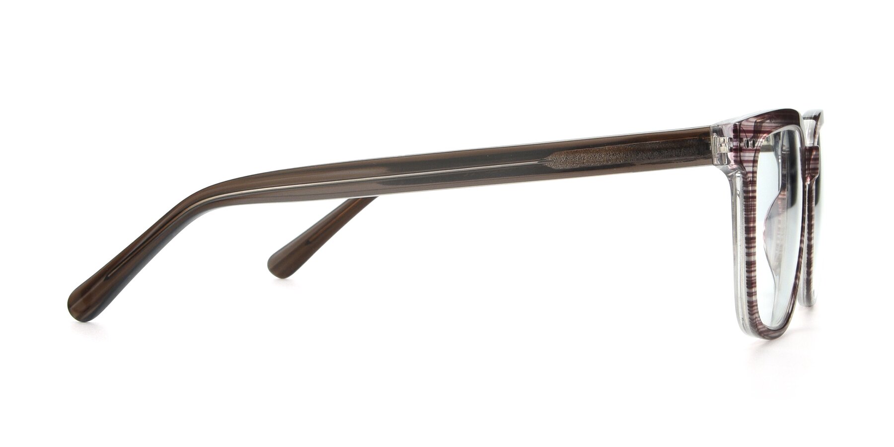 Side of 17457 in Stripe Brown with Clear Reading Eyeglass Lenses