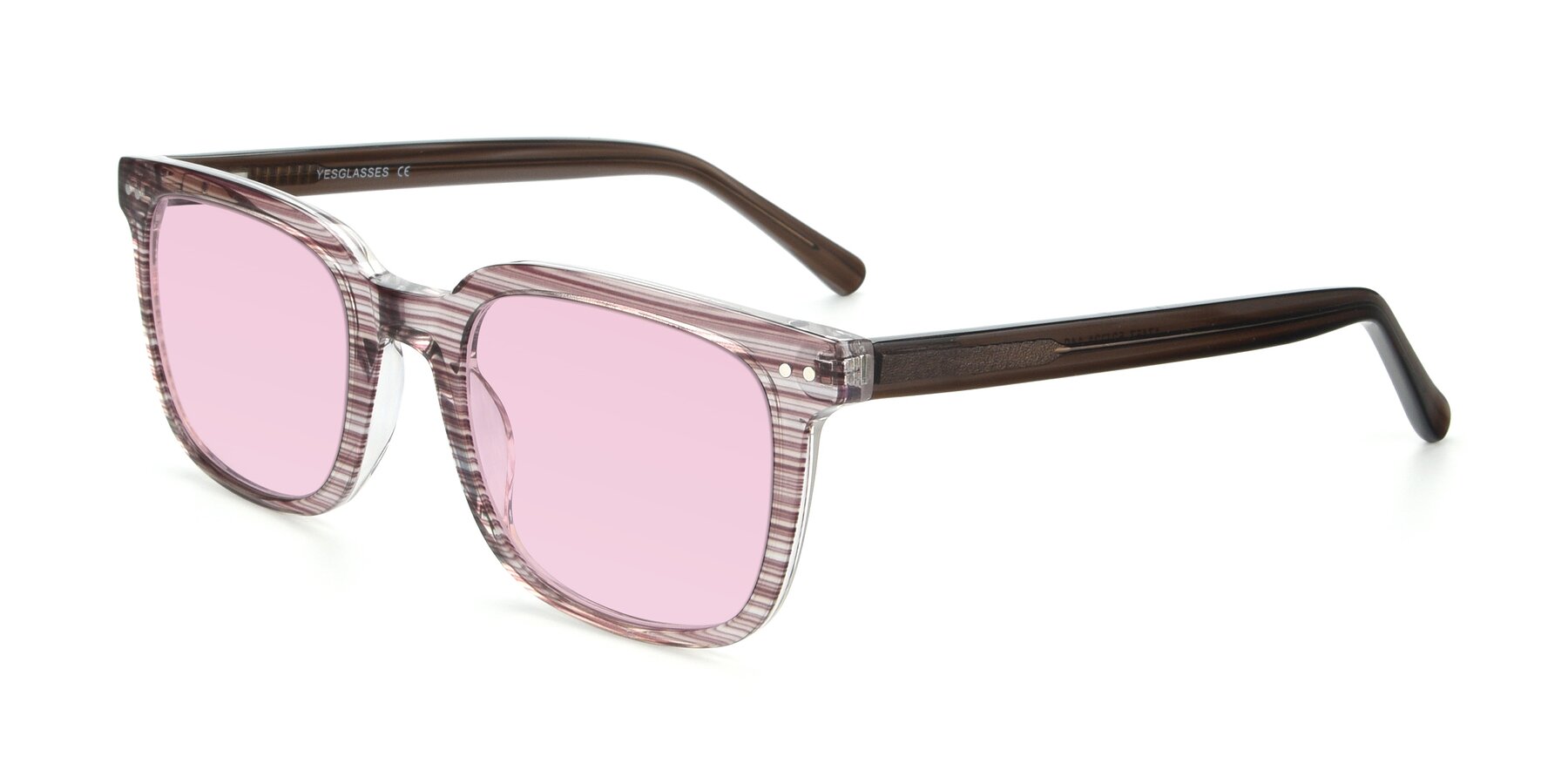 Angle of 17457 in Stripe Brown with Light Pink Tinted Lenses