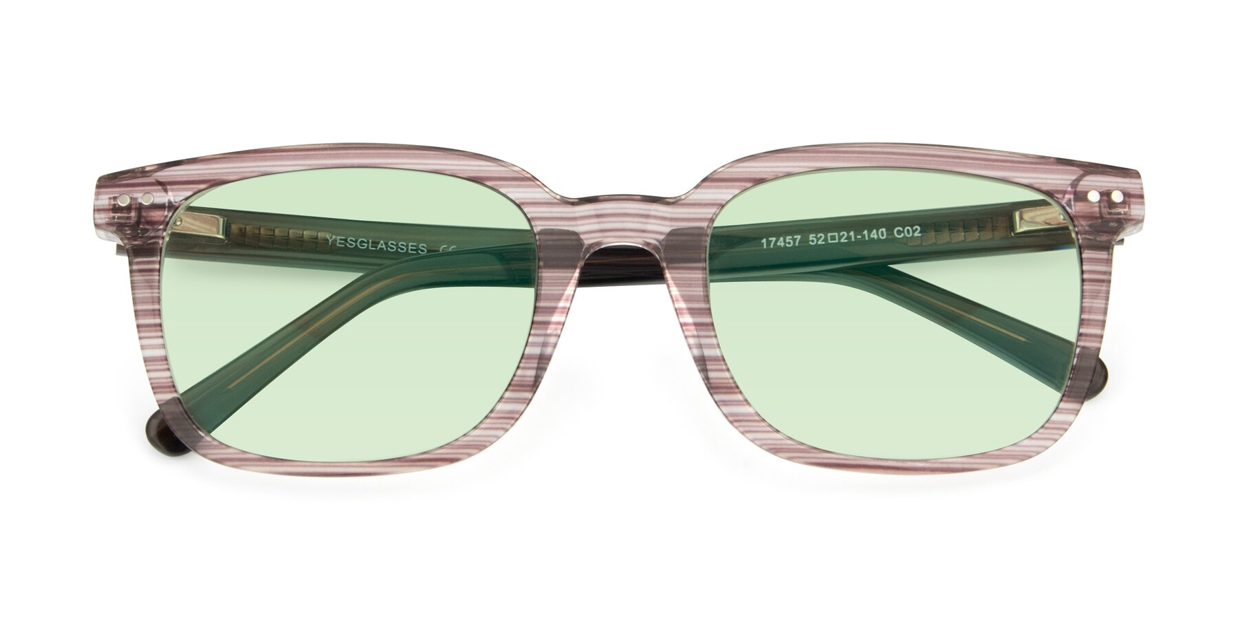Folded Front of 17457 in Stripe Brown with Light Green Tinted Lenses
