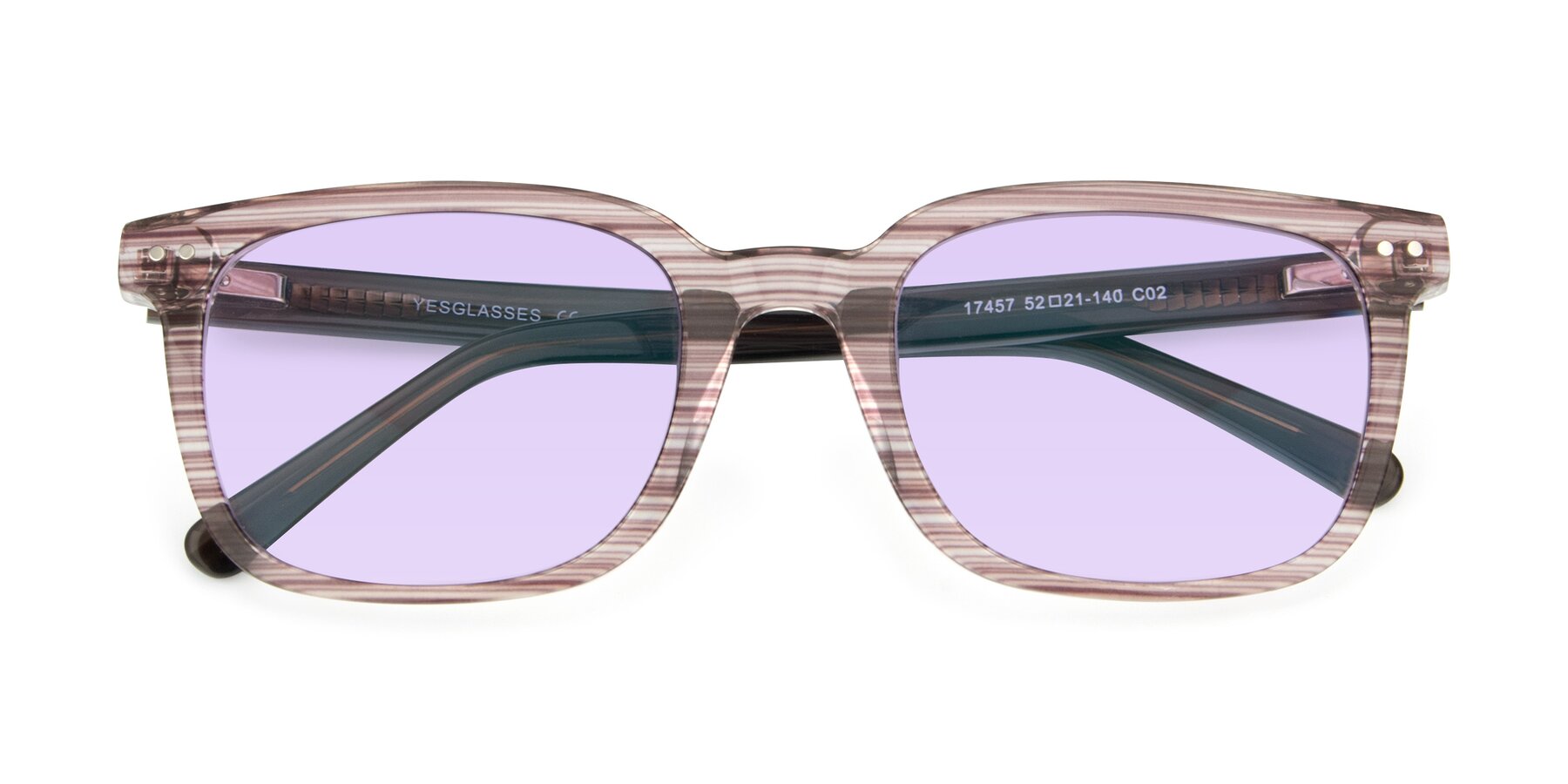 Folded Front of 17457 in Stripe Brown with Light Purple Tinted Lenses