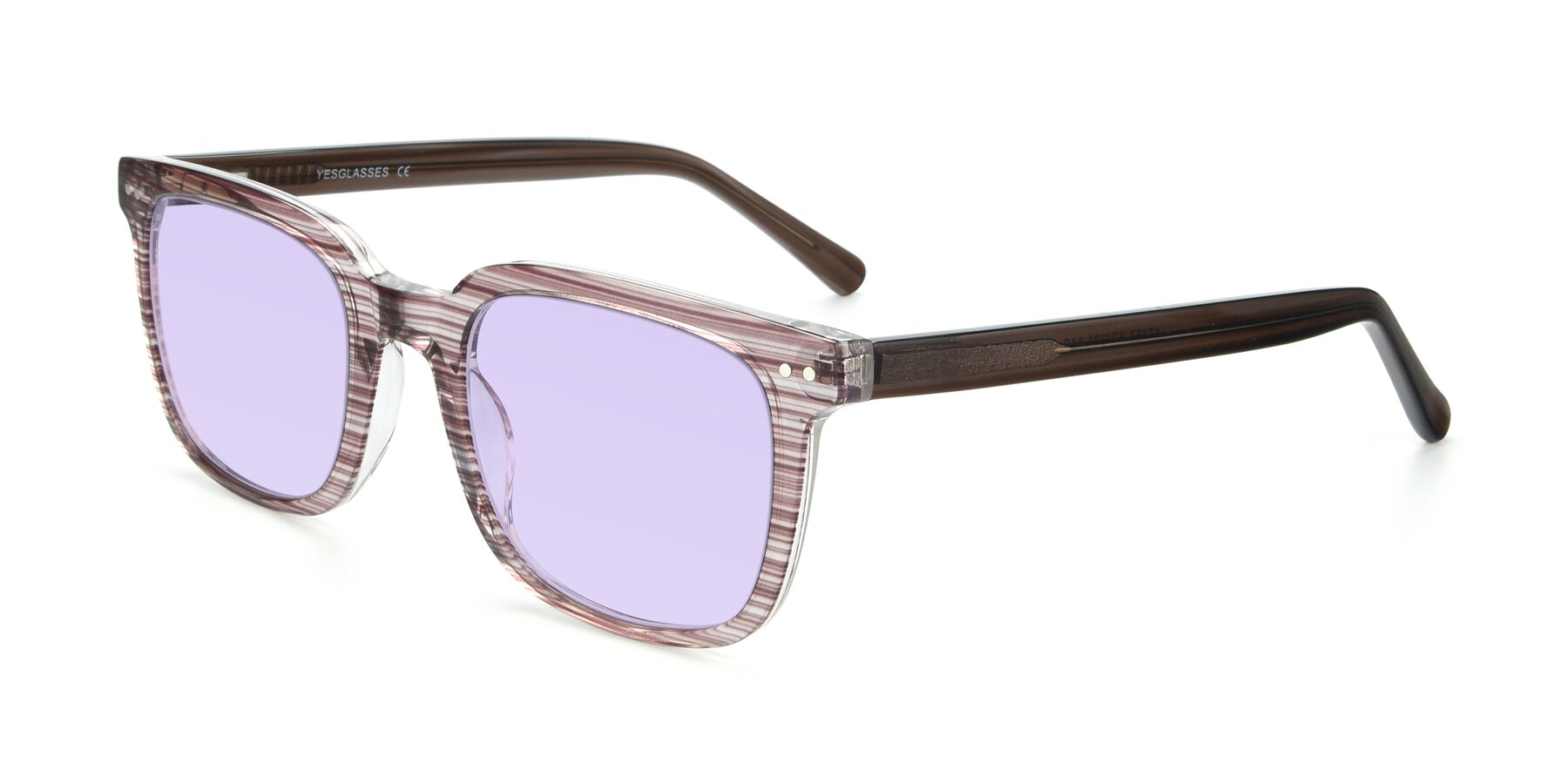 Angle of 17457 in Stripe Brown with Light Purple Tinted Lenses
