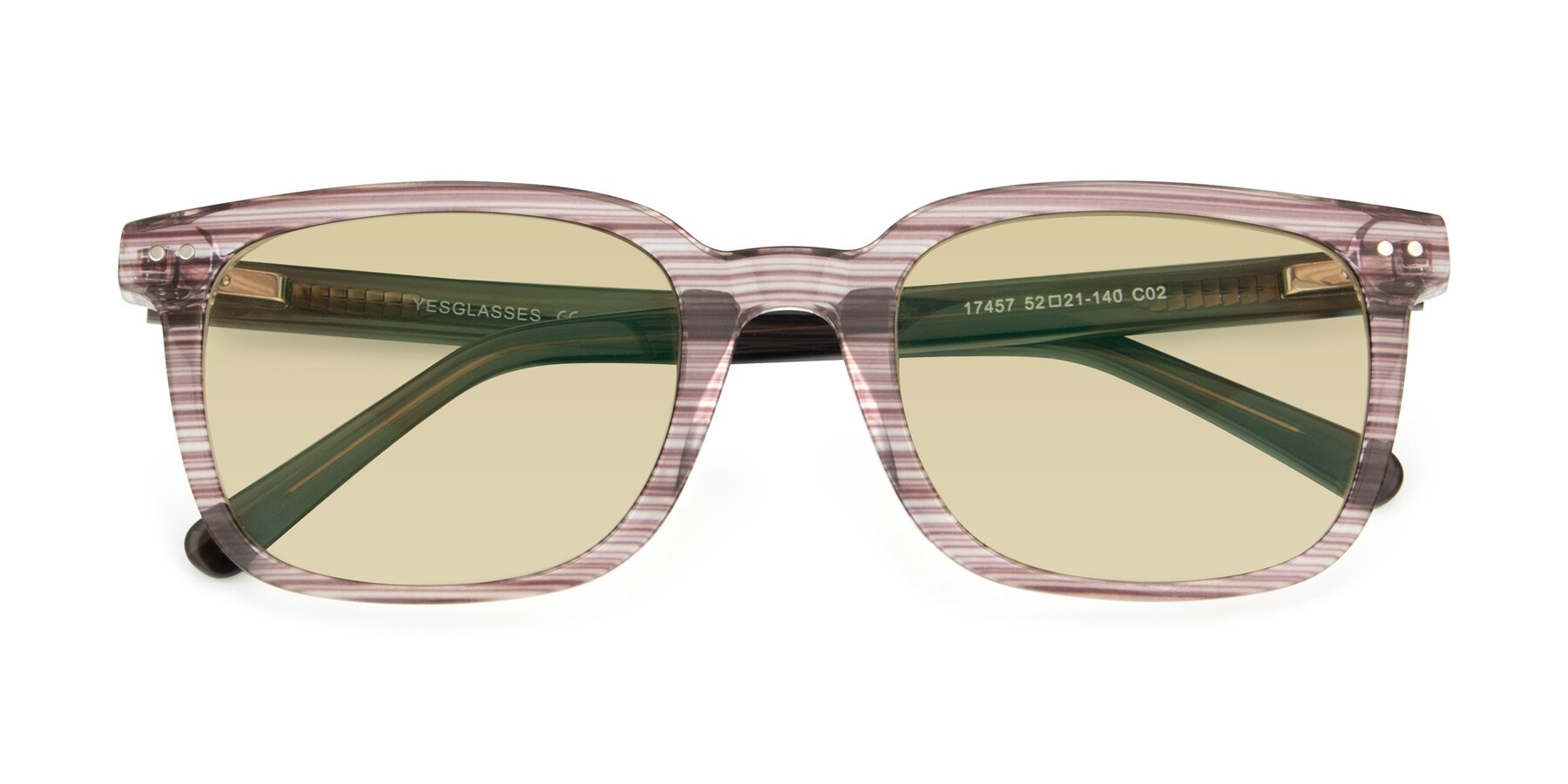 Folded Front of 17457 in Stripe Brown with Light Champagne Tinted Lenses