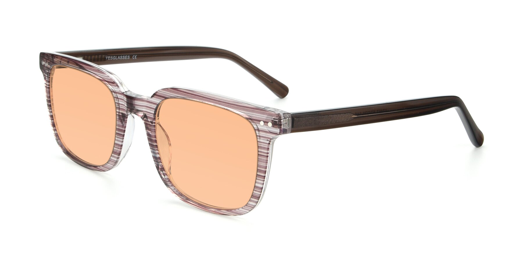 Angle of 17457 in Stripe Brown with Light Orange Tinted Lenses