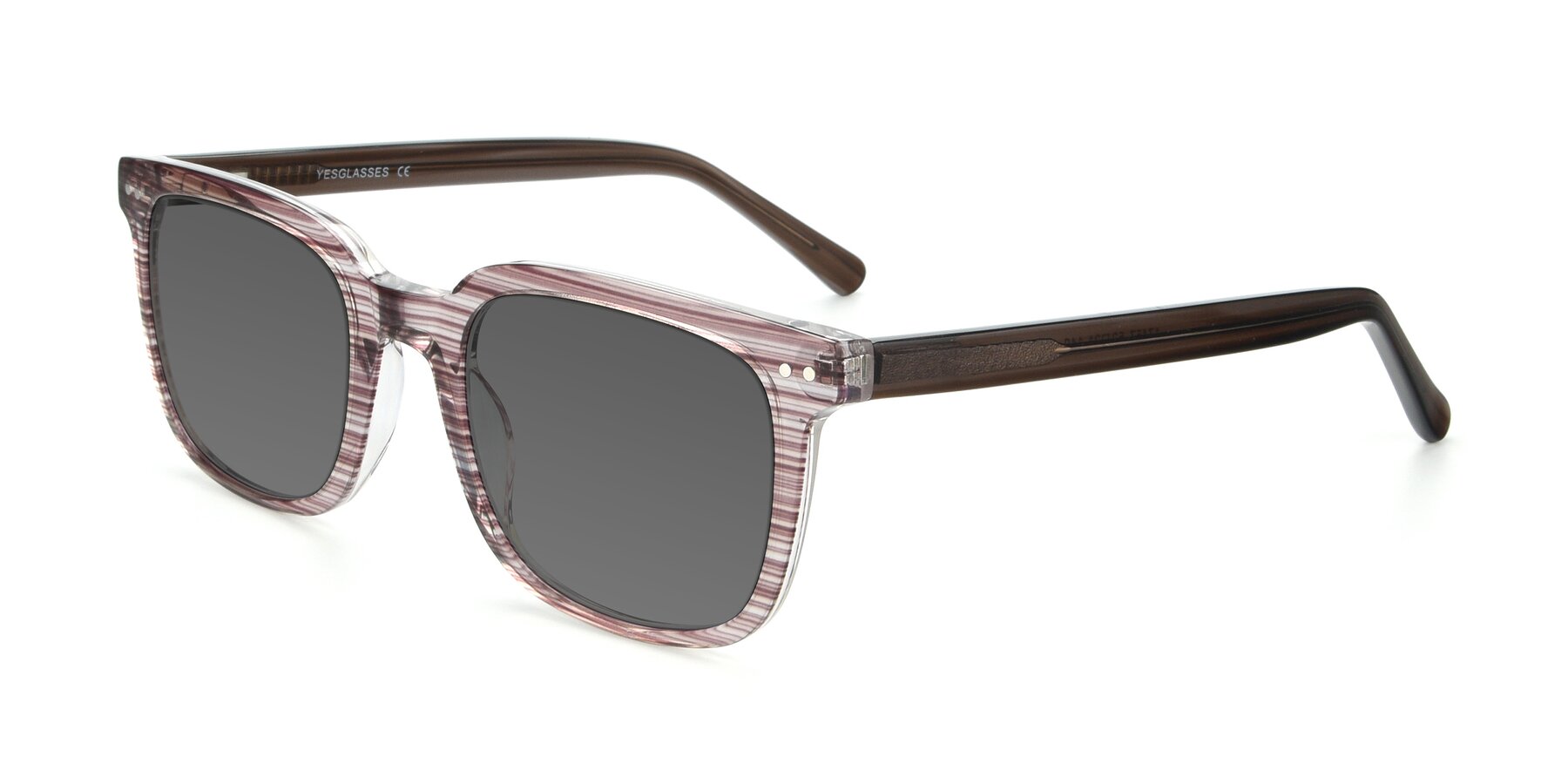 Angle of 17457 in Stripe Brown with Medium Gray Tinted Lenses
