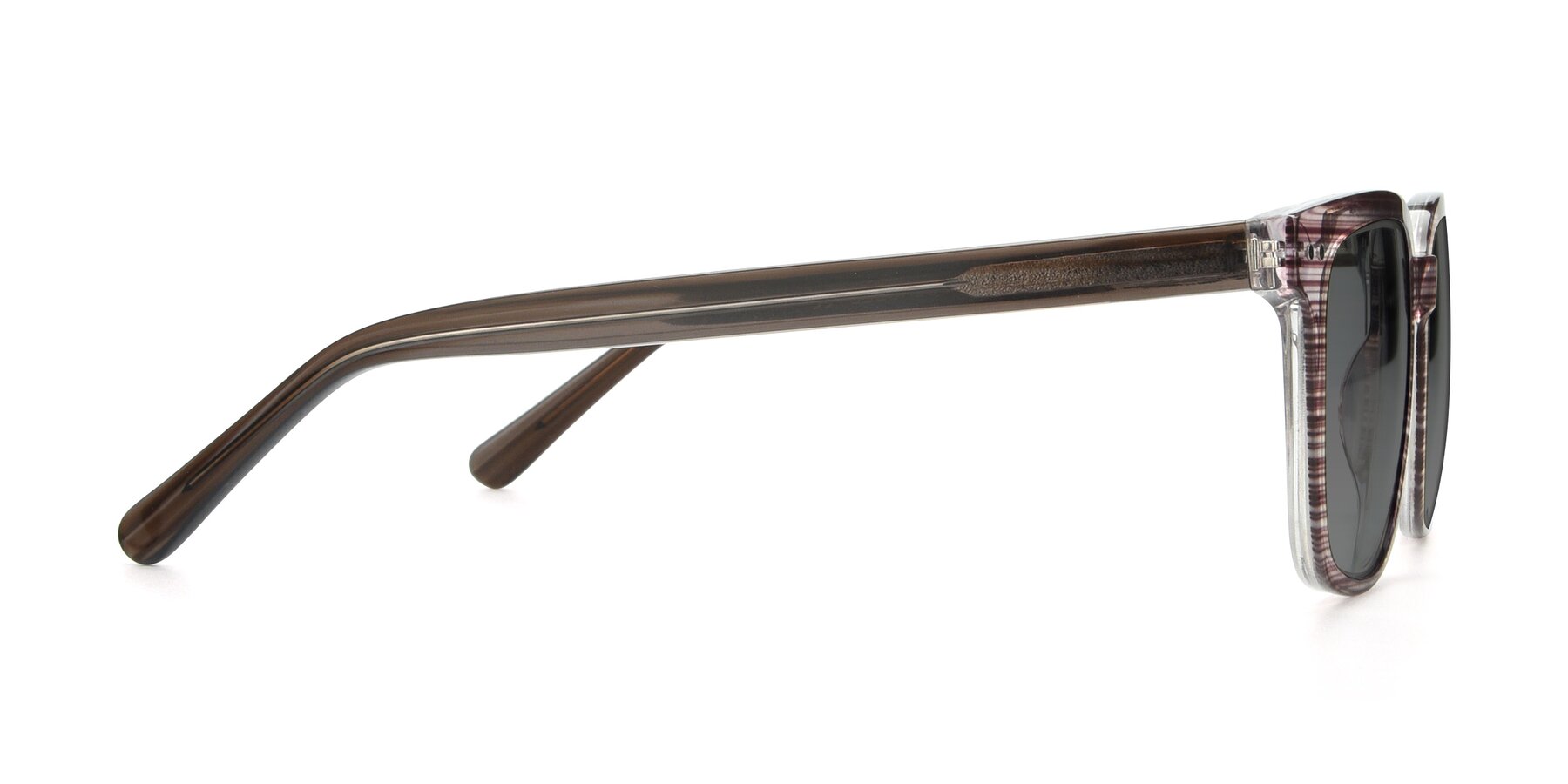 Side of 17457 in Stripe Brown with Medium Gray Tinted Lenses
