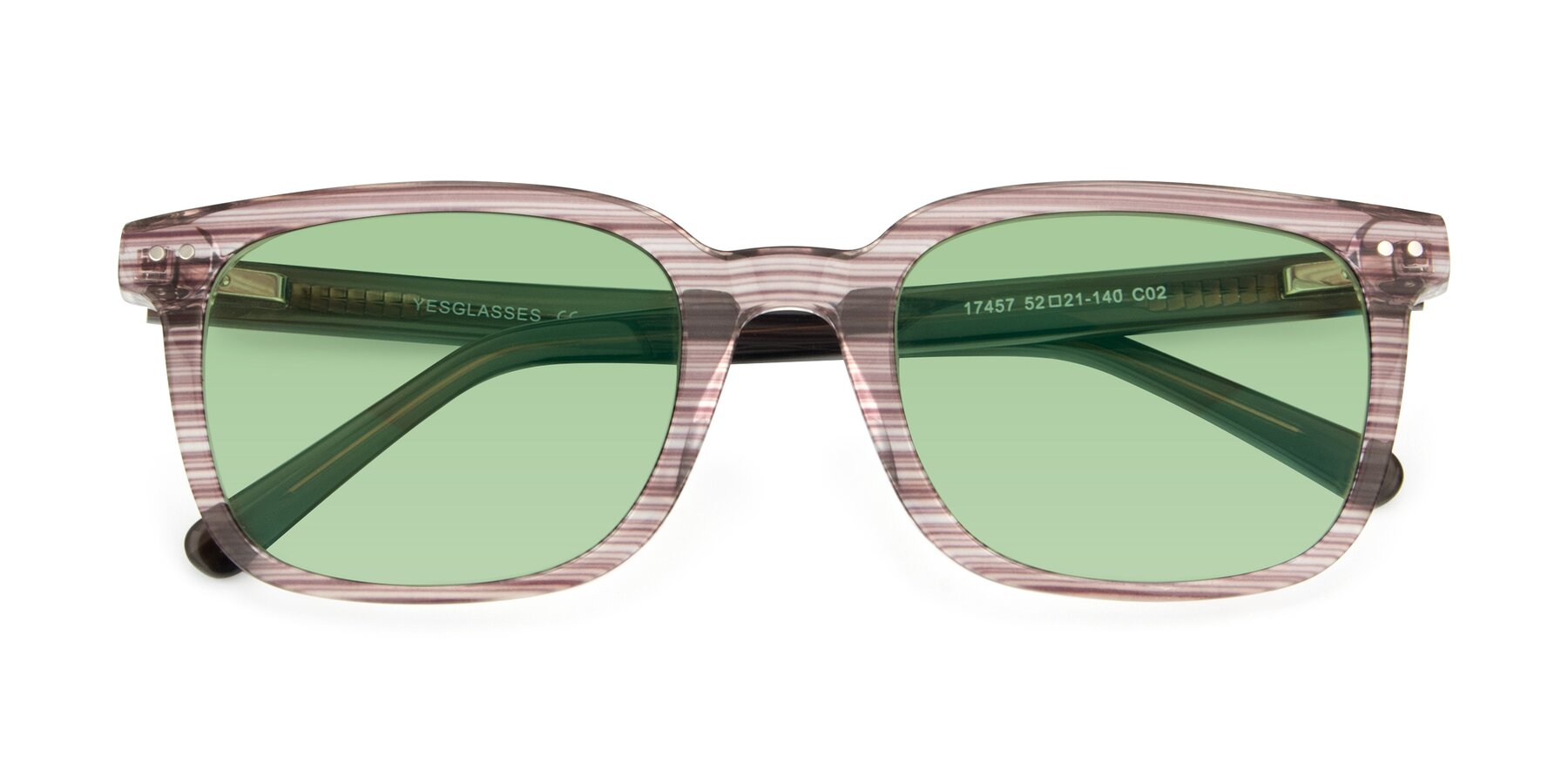 Folded Front of 17457 in Stripe Brown with Medium Green Tinted Lenses