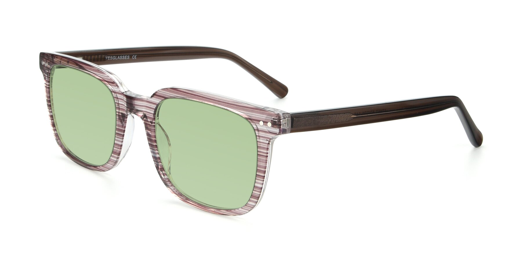 Angle of 17457 in Stripe Brown with Medium Green Tinted Lenses