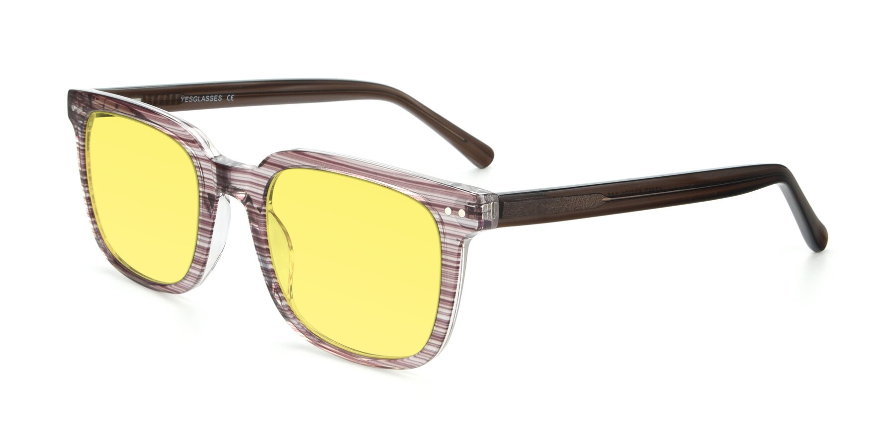 Angle of 17457 in Stripe Brown with Medium Yellow Tinted Lenses