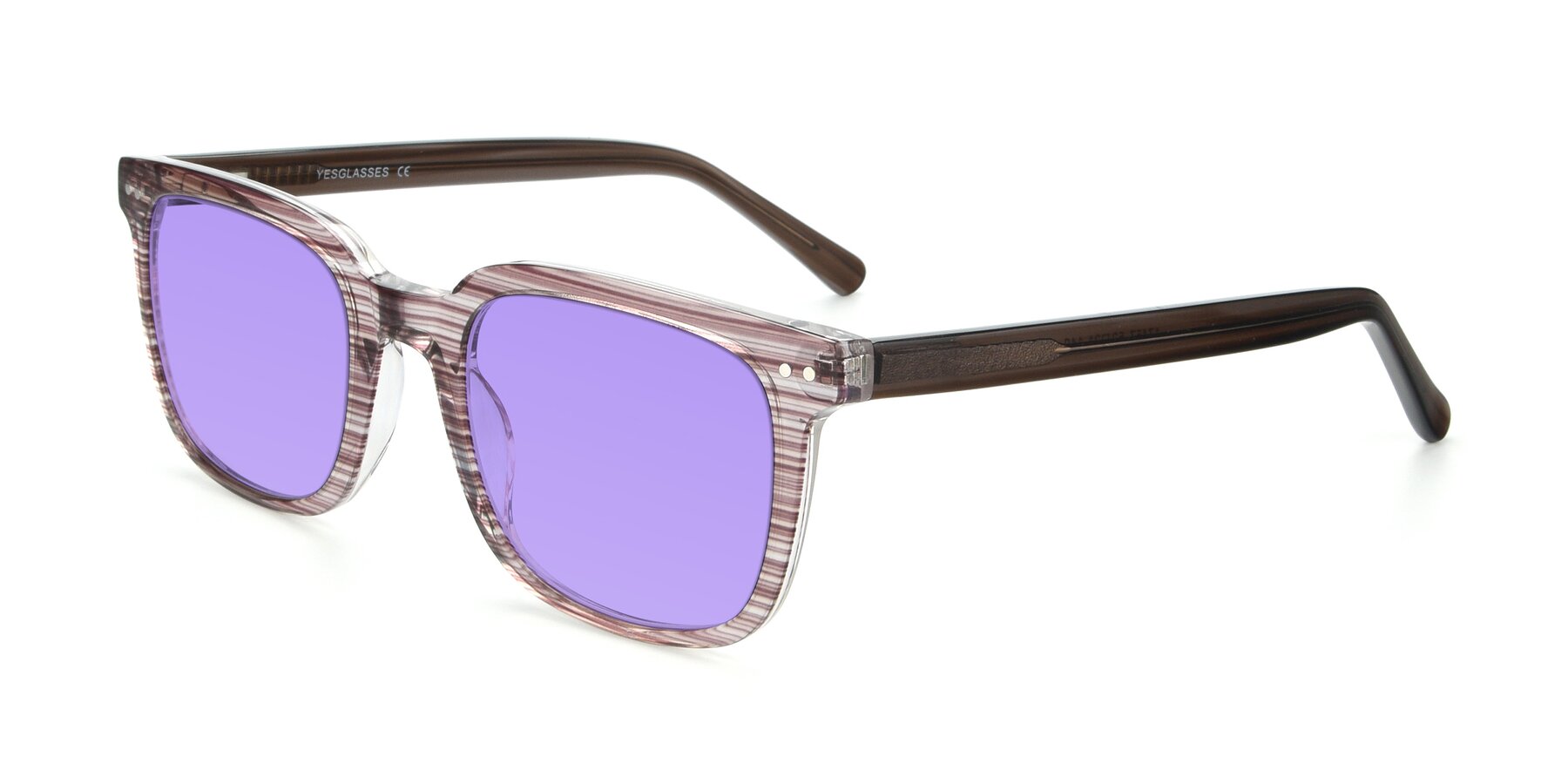 Angle of 17457 in Stripe Brown with Medium Purple Tinted Lenses