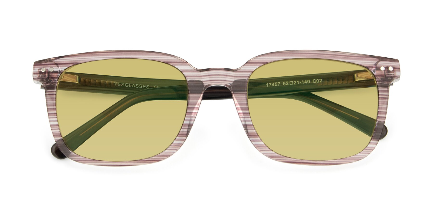 Folded Front of 17457 in Stripe Brown with Medium Champagne Tinted Lenses
