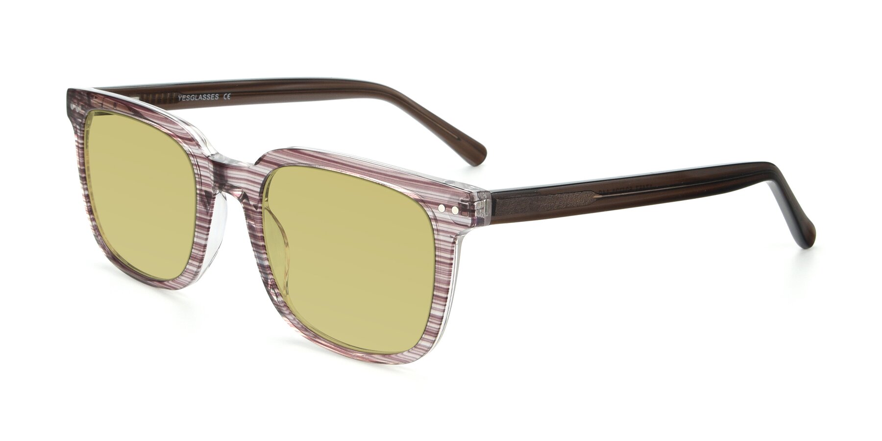 Angle of 17457 in Stripe Brown with Medium Champagne Tinted Lenses