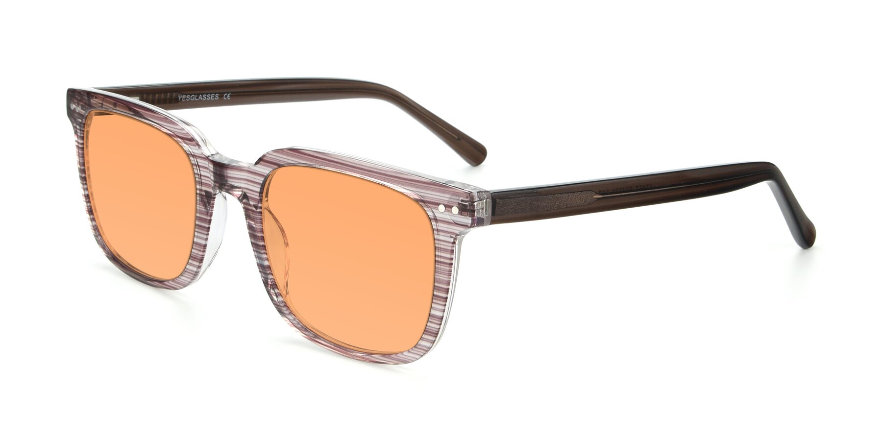 Angle of 17457 in Stripe Brown with Medium Orange Tinted Lenses