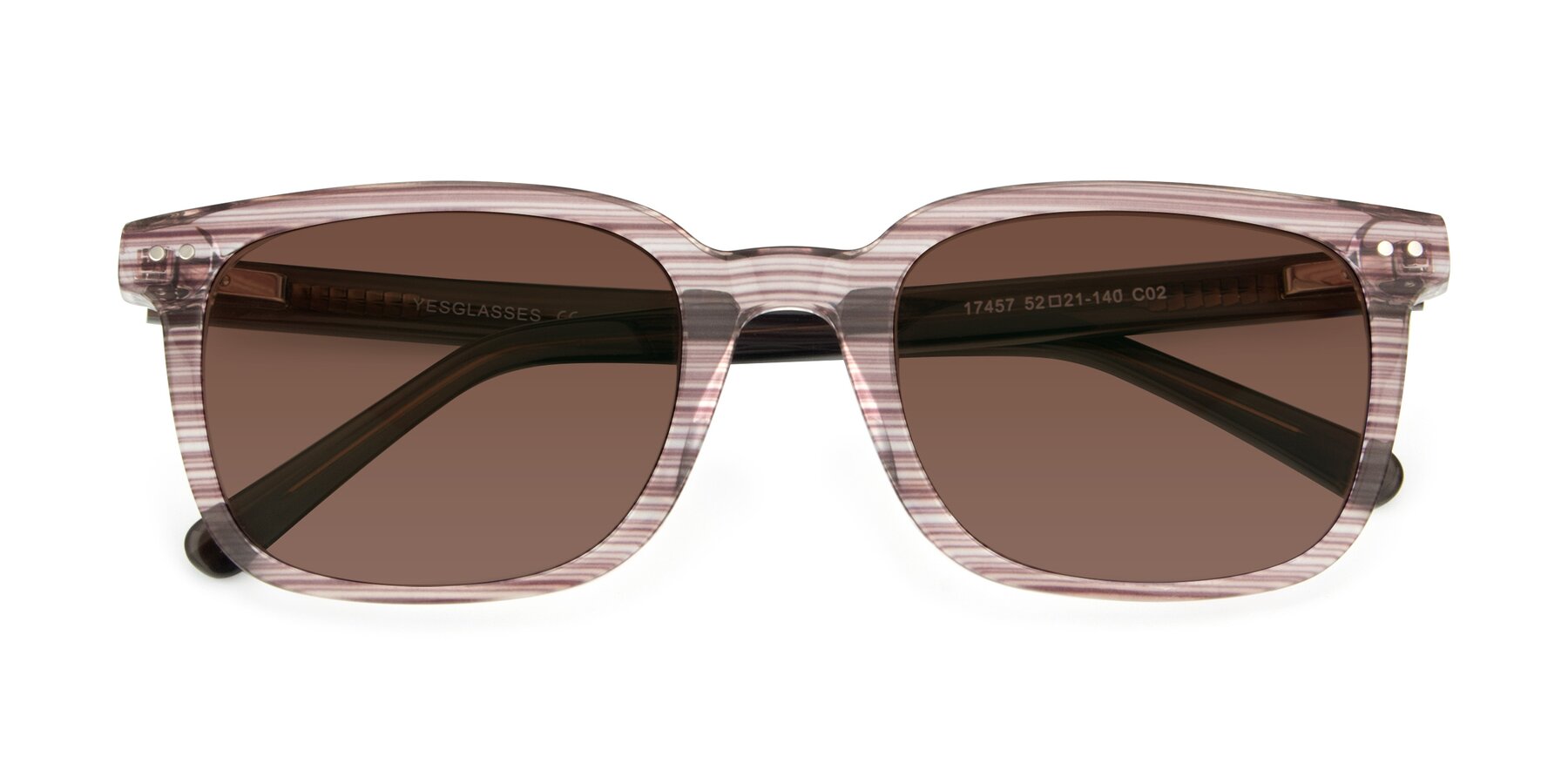 Folded Front of 17457 in Stripe Brown with Brown Tinted Lenses
