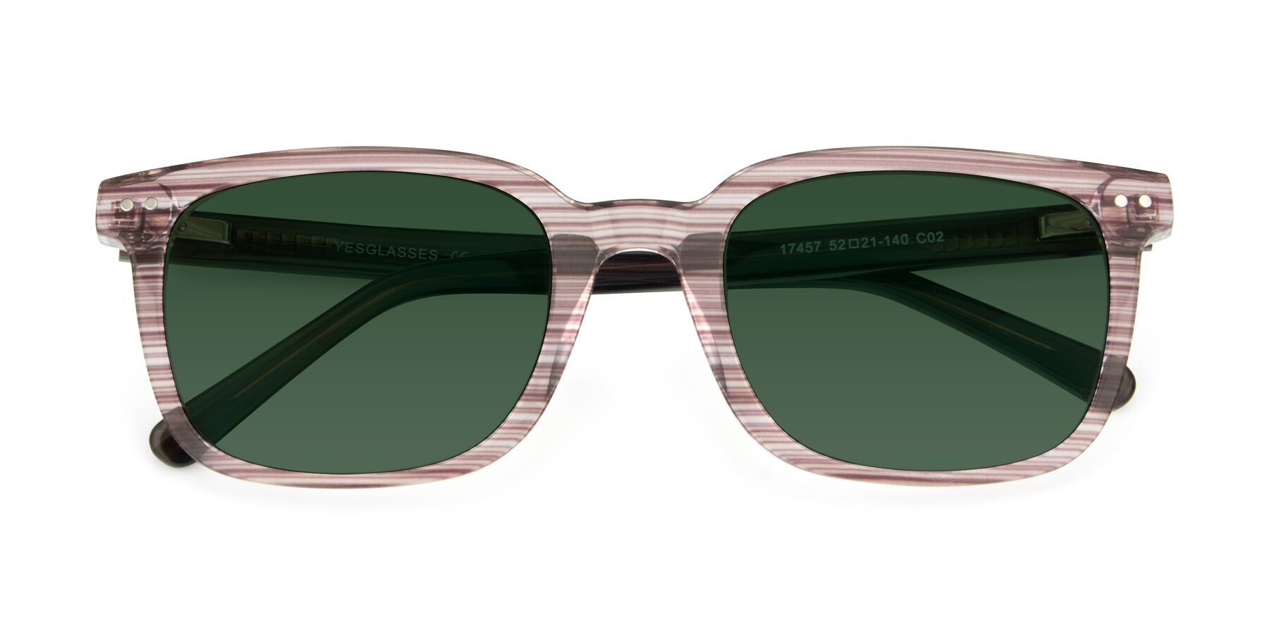 Folded Front of 17457 in Stripe Brown with Green Tinted Lenses