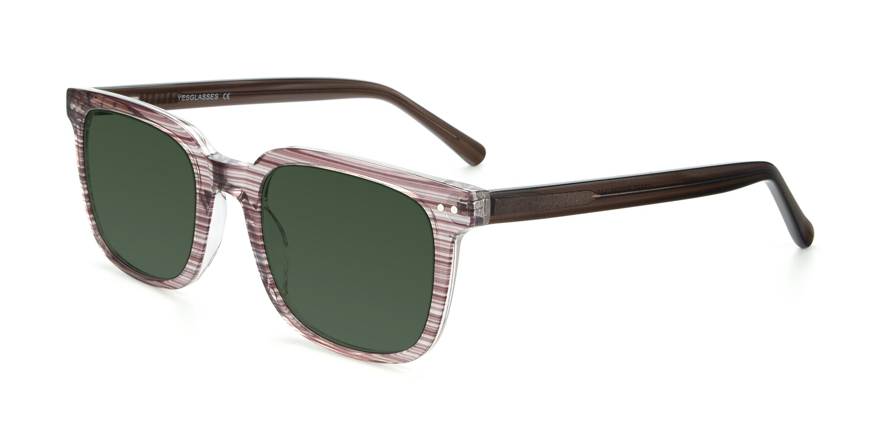 Angle of 17457 in Stripe Brown with Green Tinted Lenses