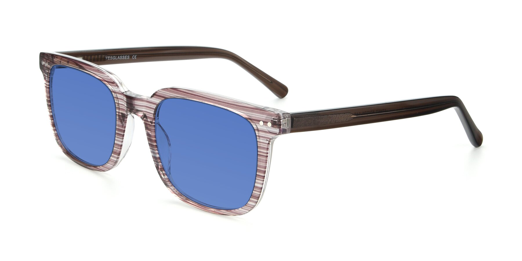 Angle of 17457 in Stripe Brown with Blue Tinted Lenses