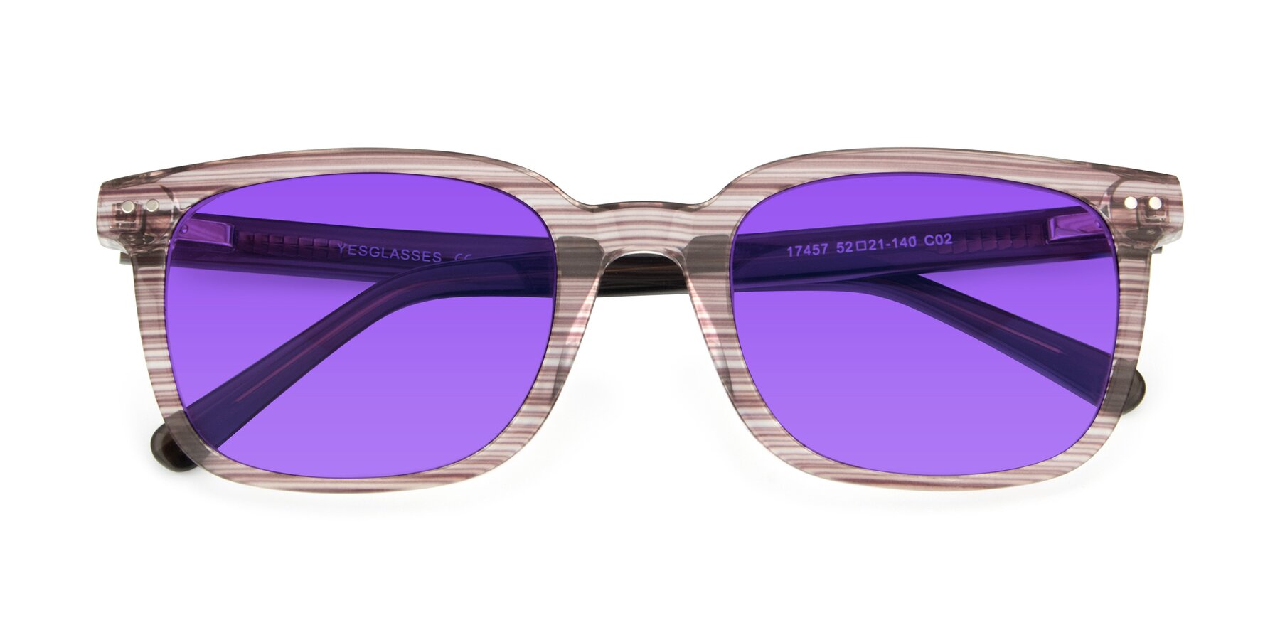 Folded Front of 17457 in Stripe Brown with Purple Tinted Lenses