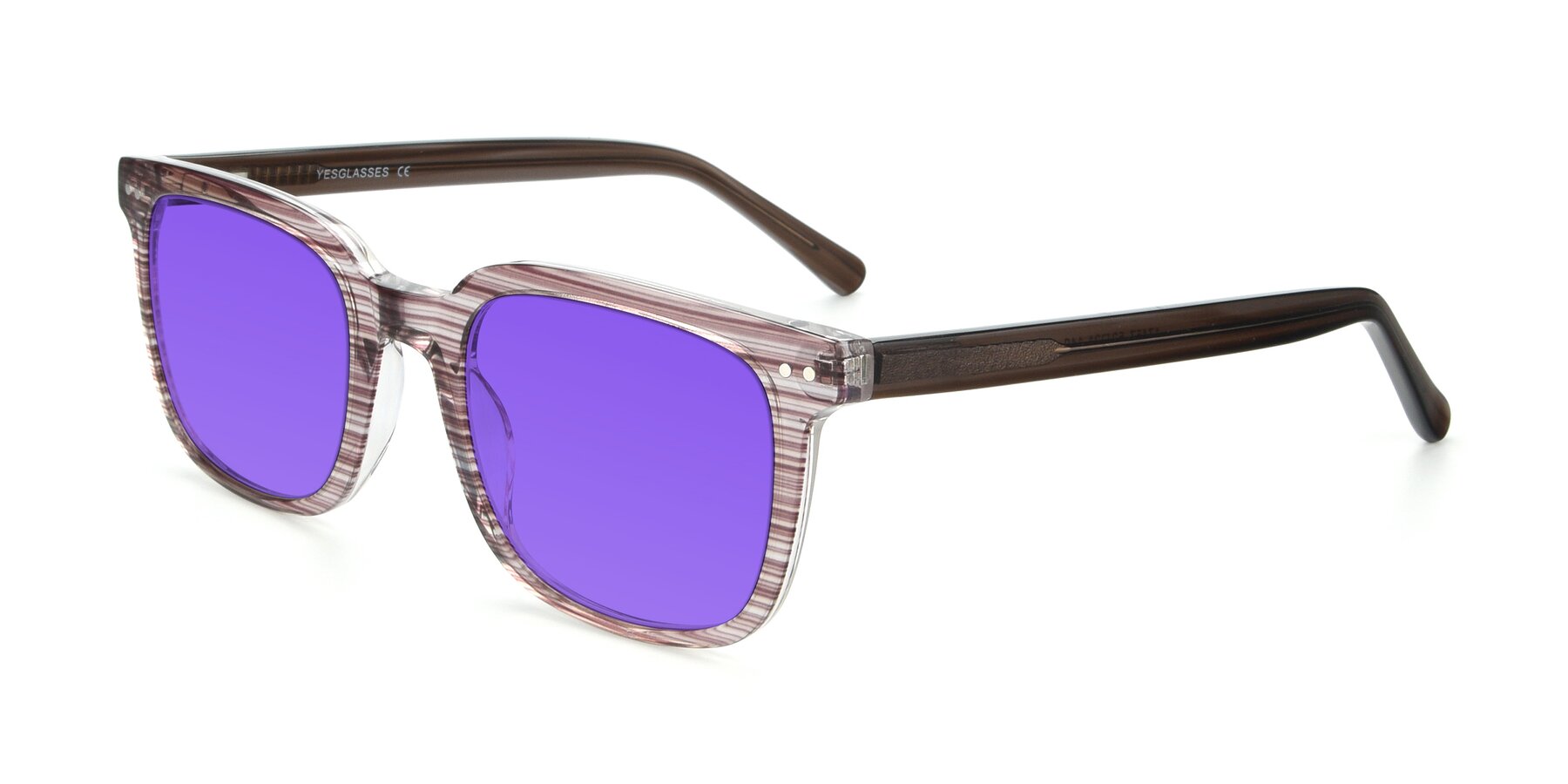 Angle of 17457 in Stripe Brown with Purple Tinted Lenses