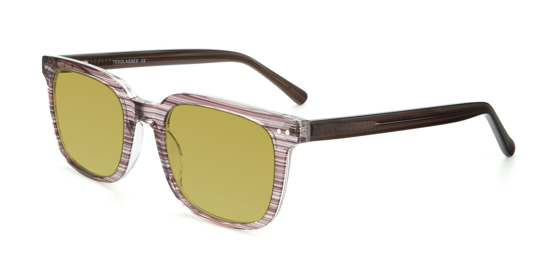 Angle of 17457 in Stripe Brown with Champagne Tinted Lenses
