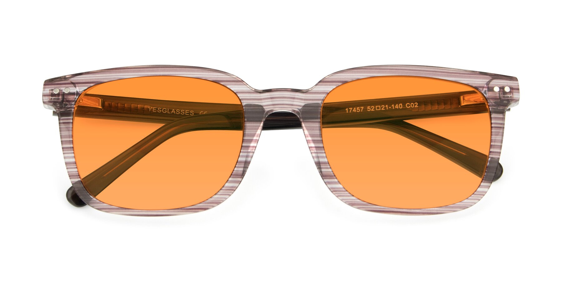 Folded Front of 17457 in Stripe Brown with Orange Tinted Lenses