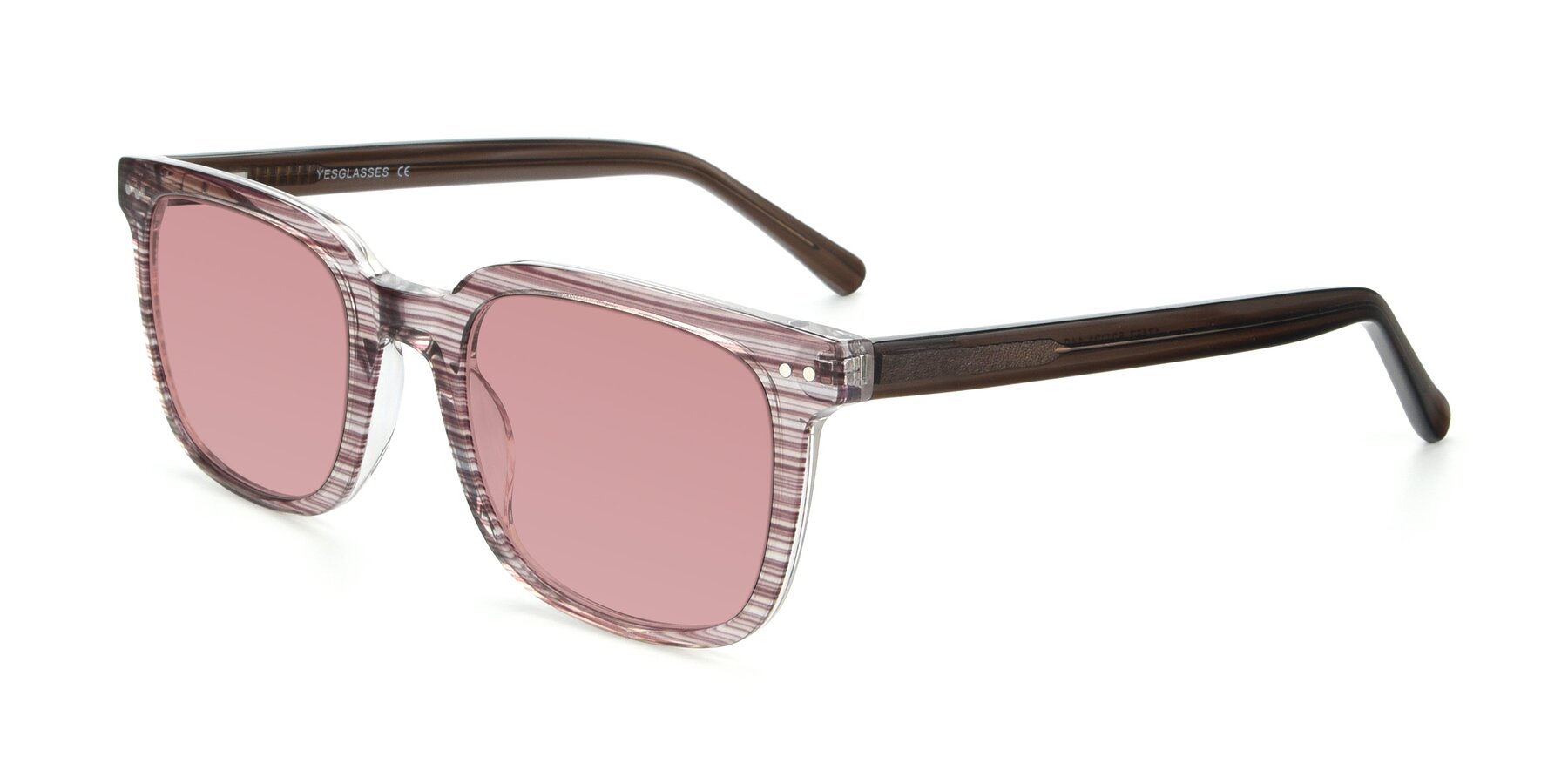 Angle of 17457 in Stripe Brown with Medium Garnet Tinted Lenses