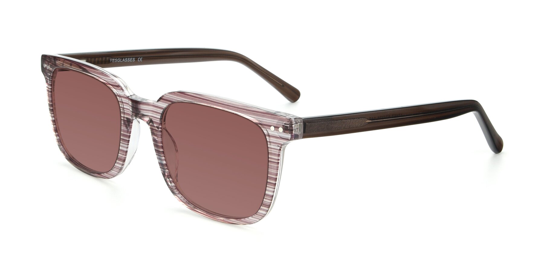 Angle of 17457 in Stripe Brown with Garnet Tinted Lenses