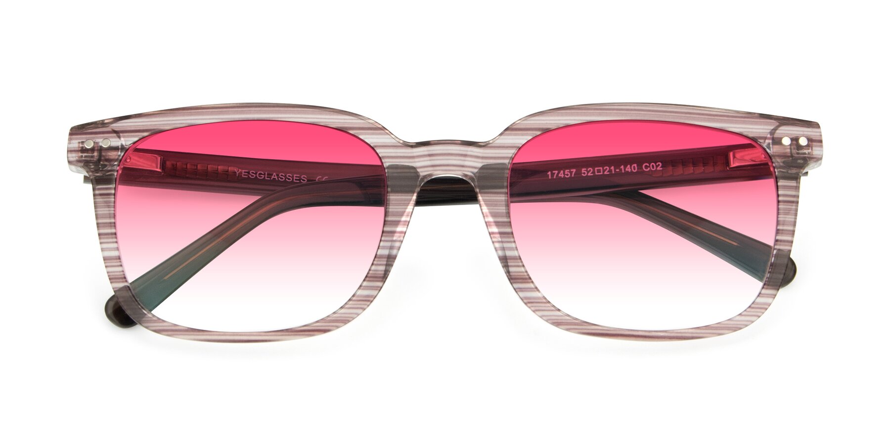 Folded Front of 17457 in Stripe Brown with Pink Gradient Lenses