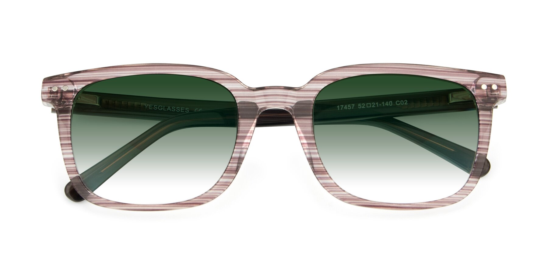 Folded Front of 17457 in Stripe Brown with Green Gradient Lenses