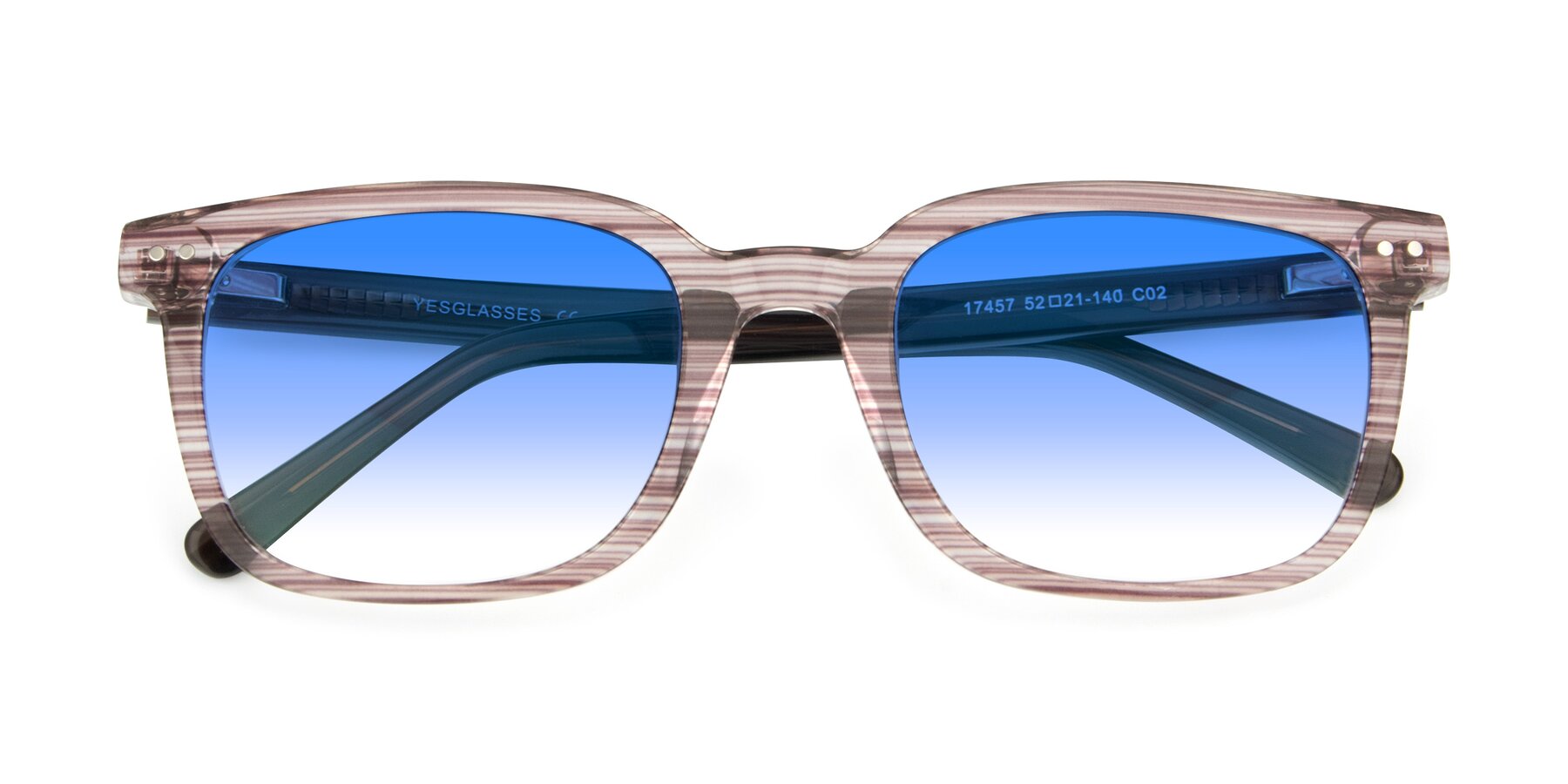 Folded Front of 17457 in Stripe Brown with Blue Gradient Lenses