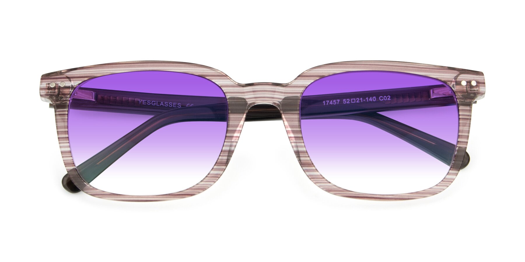 Folded Front of 17457 in Stripe Brown with Purple Gradient Lenses